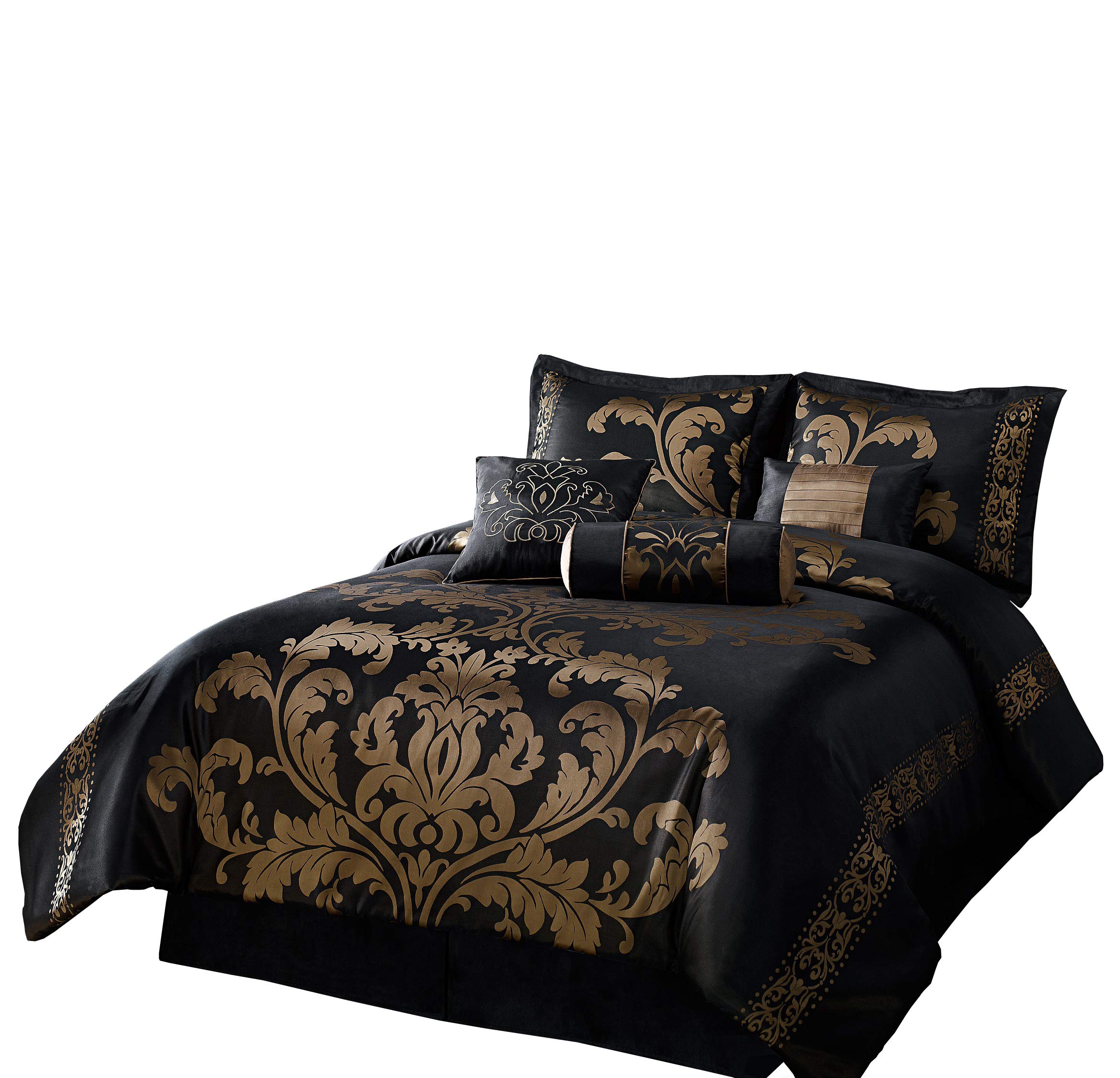 Chezmoi Collection ジャカード 花柄 掛け布団7点 寝具一揃え仕掛ける 第一人者 黒いこと Royale PCサプライ・消耗品-インクカートリッジ