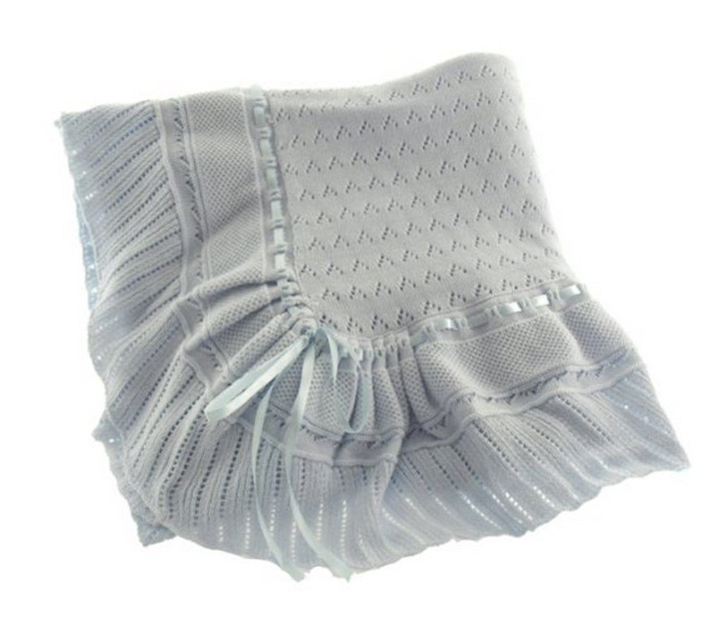 Blue Knit Shawl Blanket Baby Boy Feltman Brothers (Blue) by Feltman Brothers