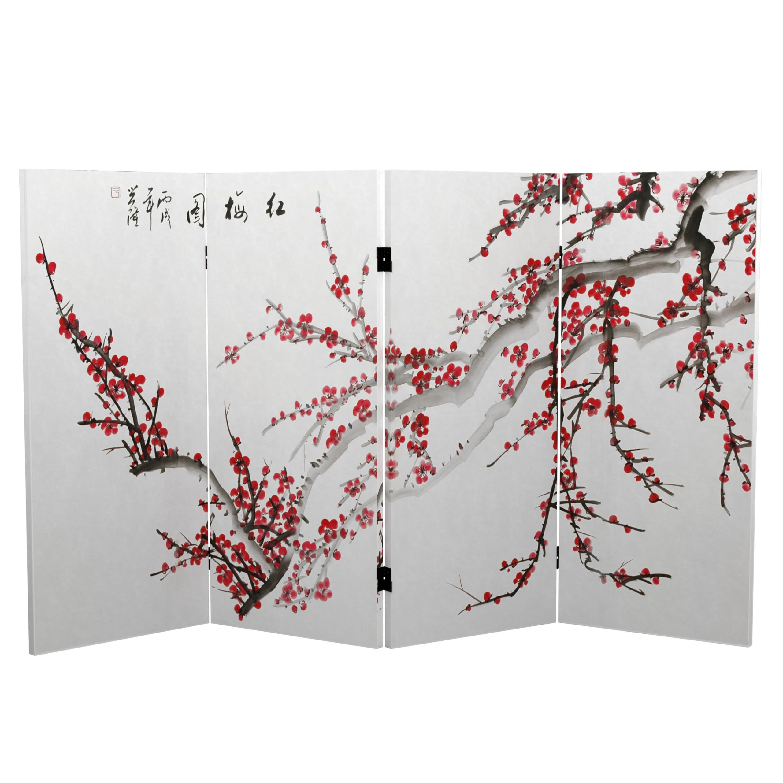 Oriental Furniture トール両面 梅の花 キャンバス 間仕切り 3フィート|global研究所