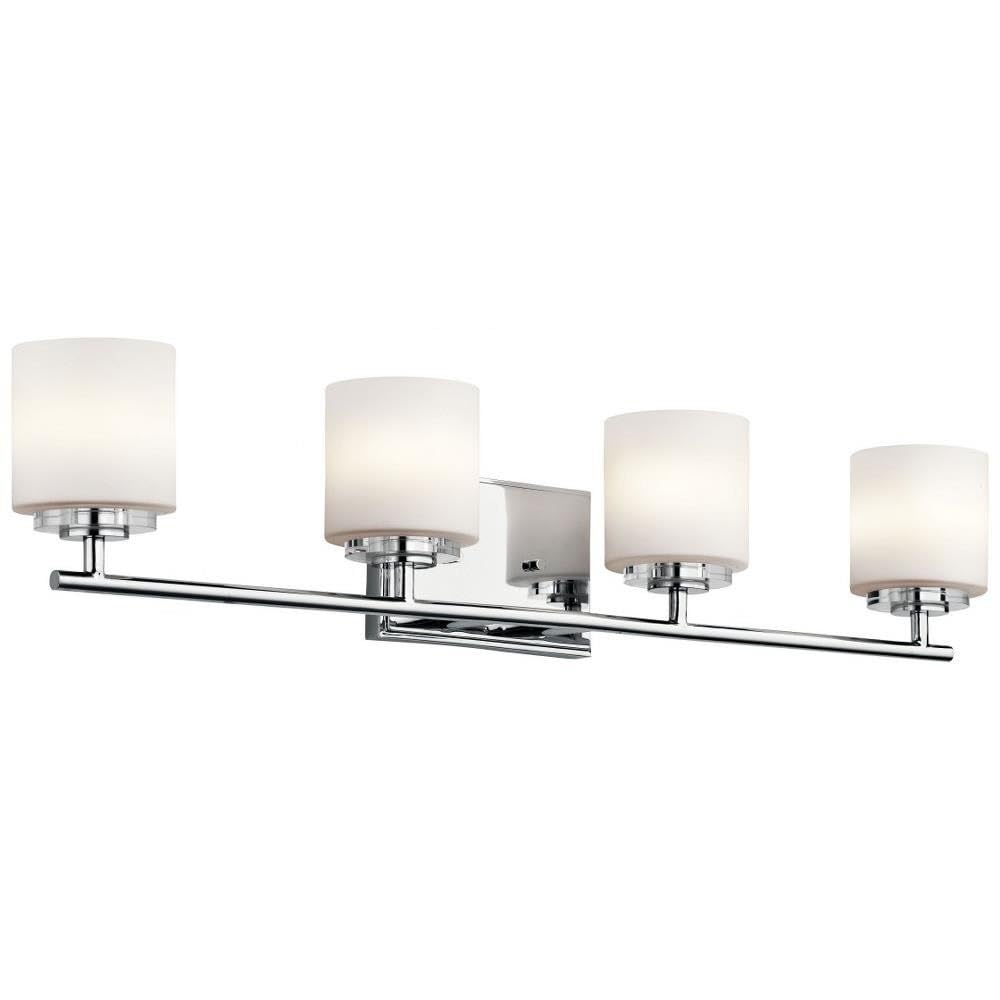 Kichler Lighting 45503CH O\u0027 Hara 4LT Vanity Fixture  Chrome Finish with Etched Opal Glass Shades by Kichler