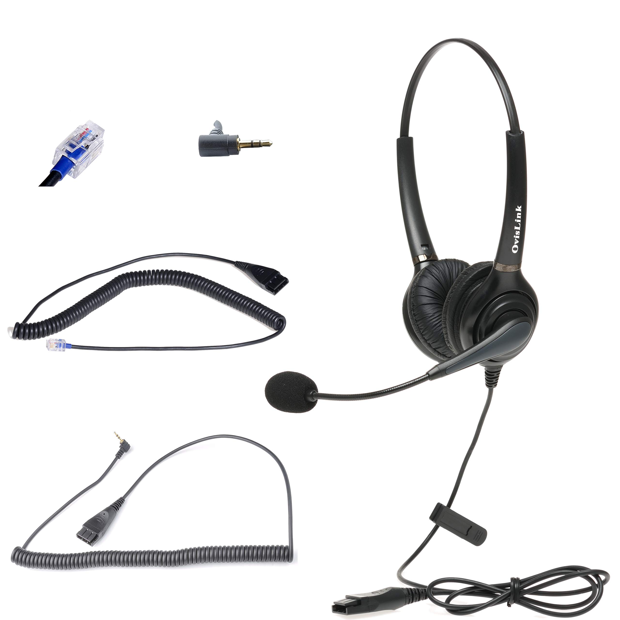OvisLink オビスリンク ノイズキャンセリングヘッドセット Polycom Allworx IP電話に対応 デュアルイヤーコールセンターヘッドセット クイックディスコネクトコード2本付き フレキシブルなマイクブーム HD音質 快適 15,826円