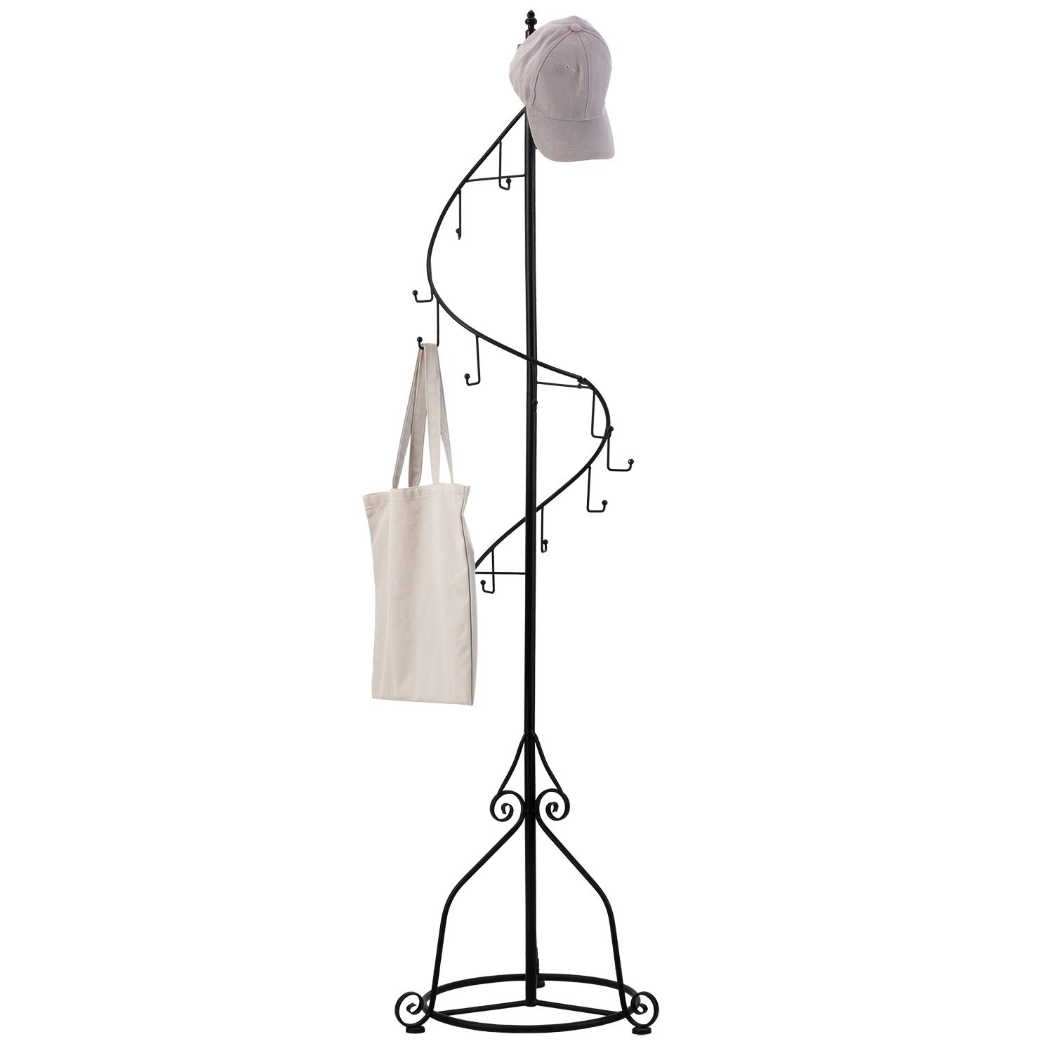 Elegant Black Metal 14 Hook Spiral Coat Hanger / Bag Display / Garment Rack Stand by MyGift