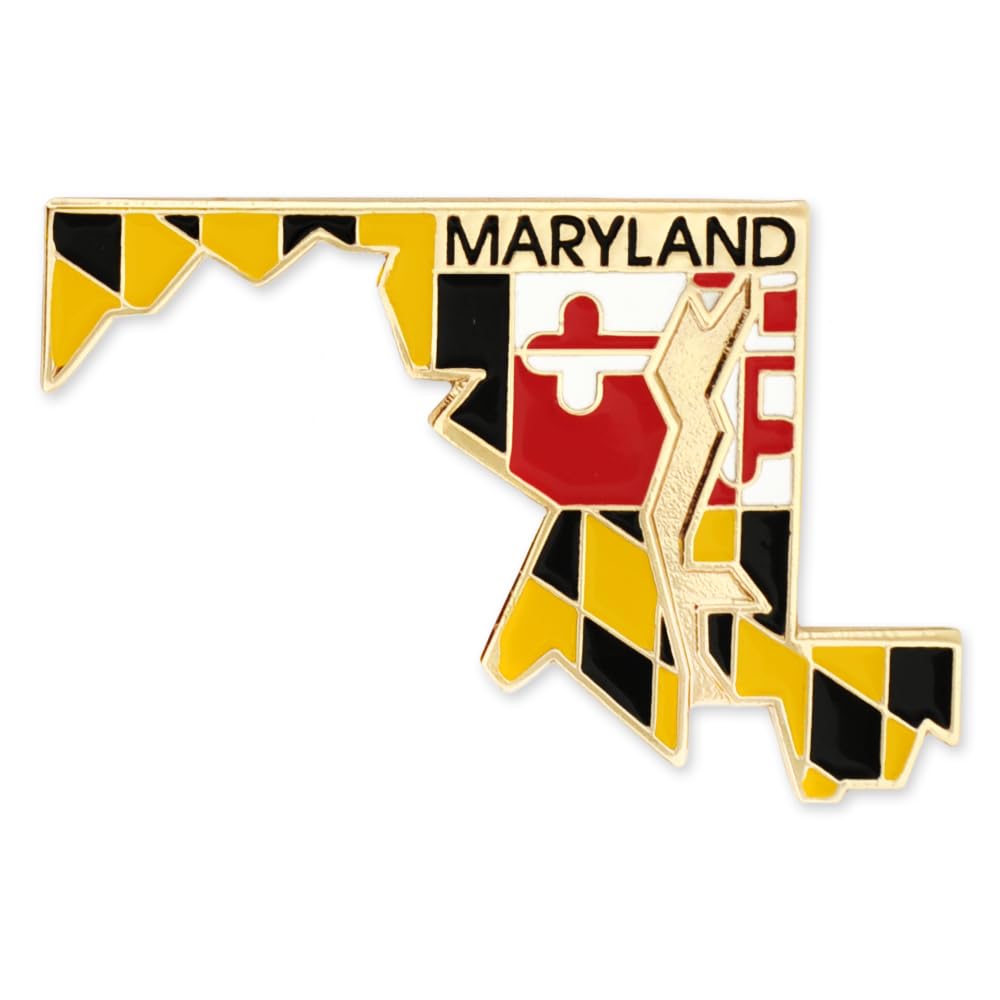 Pinmartの状態の形状Marylandメリーランドand Flagラペルピン 100 ゴールド｜global研究所