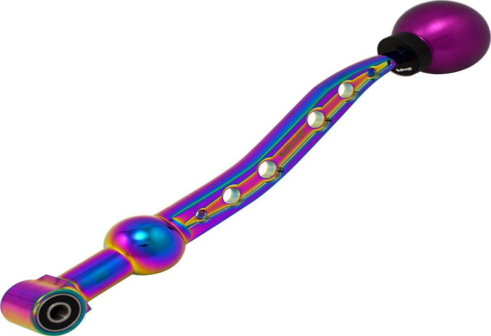 COMBO VMS Racing Dual Bend SHORT THROW SHIFTER CNC Aluminum in NEO CHROME NeoChrome CNC Aluminum Metal and 10x1.5mm PURPLE ROUND Ball SHIFT KNOB 5 Speed for Honda Civic (88-00) and Del Sol (93-97) EK EK4 EK9 EM1 EF EF9 EG EG6 EJ1 D15 D16 B16 B18 JDM 88 89｜global研究所