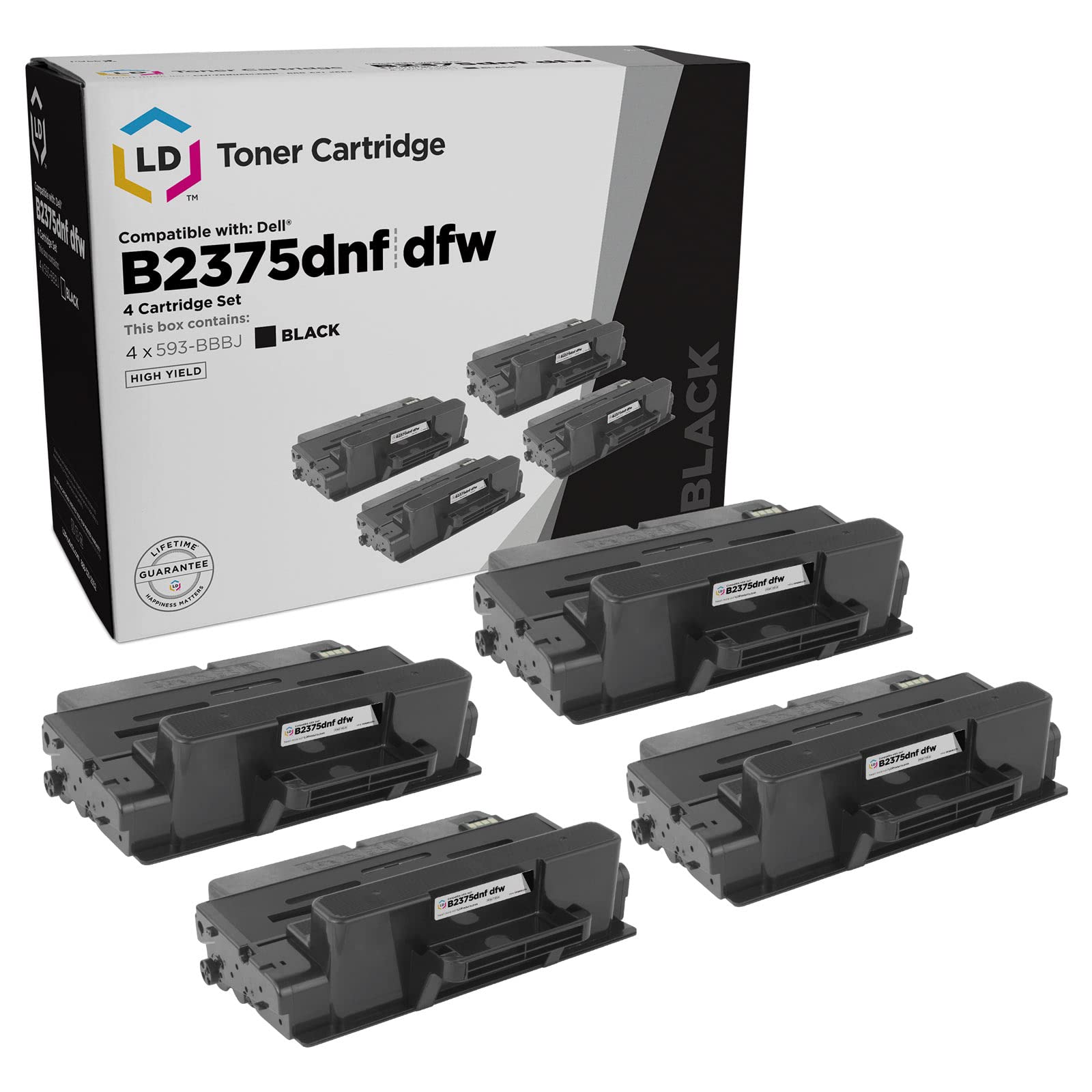 LD 互換トナーカートリッジ Dell B2375 593-BBBJ (ブラック 4個パック)｜global研究所
