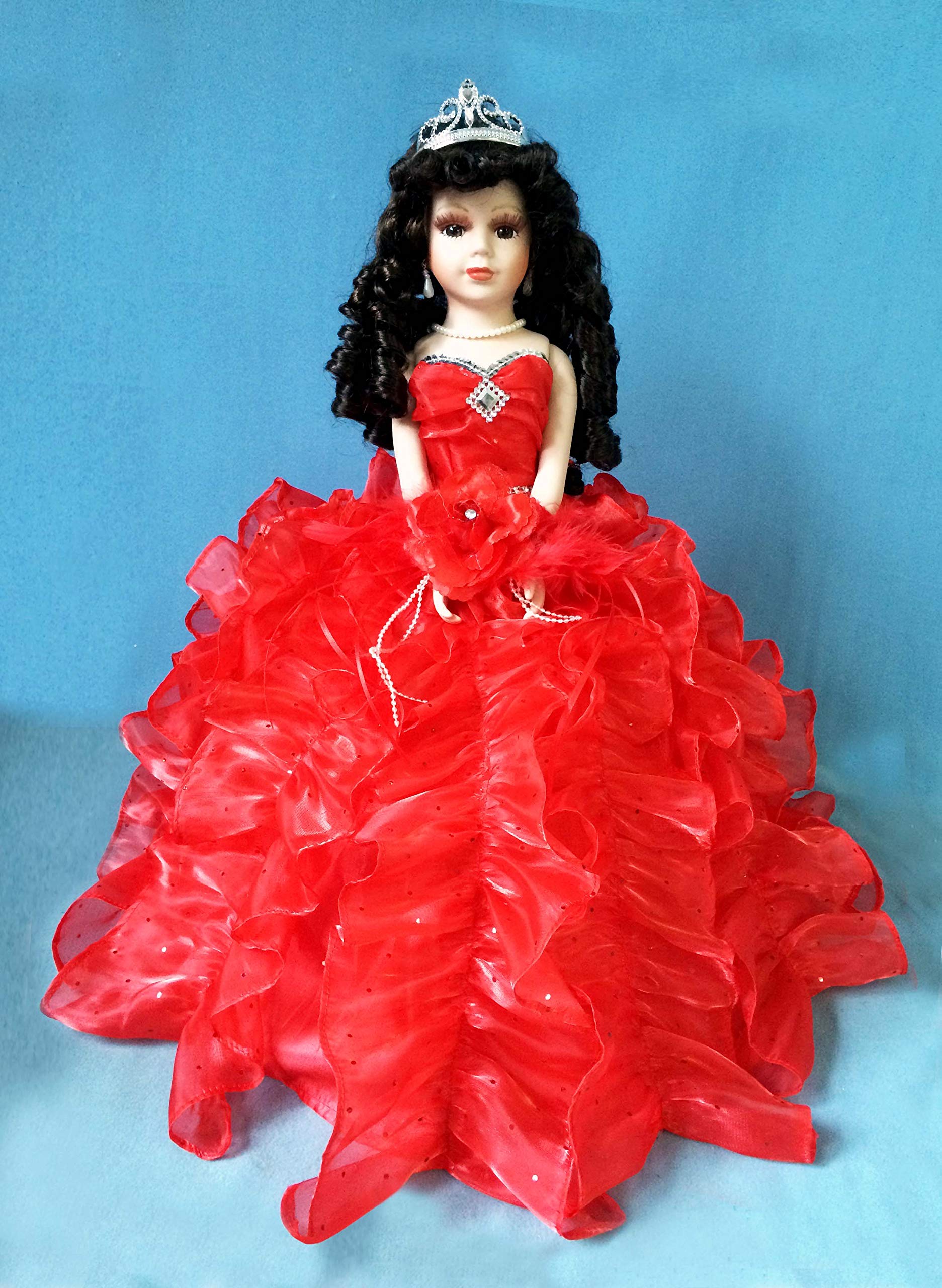 Jmisa 18 Umbrella Porcelain Dolls Quince Anos Red