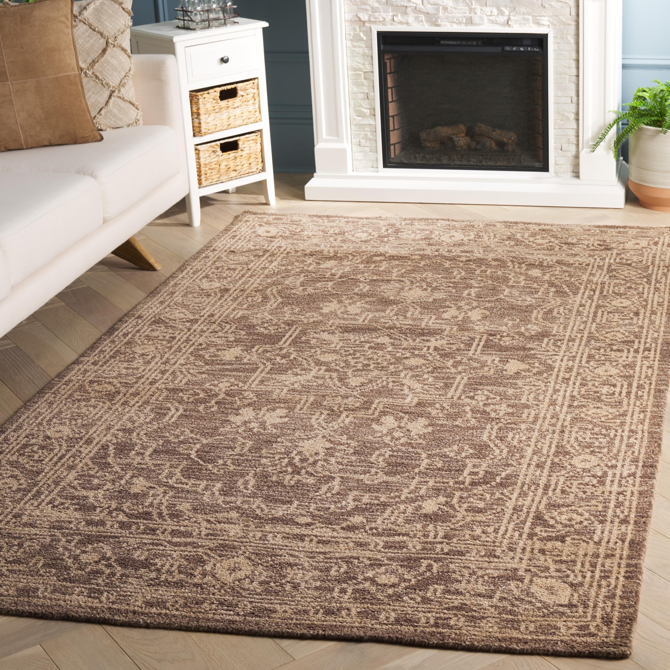 Safavieh Kenya Collection KNY682A Handmade Brown and Beige Premium Wool Area Rug (6\u0027 x 9\u0027) 141［並行輸入］