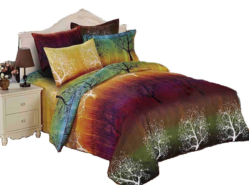 Rainbow Tree 3pc Duvet Cover Set: Duvet Cover and Two Matching Pillowcases (King) by Swanson Beddings｜global研究所