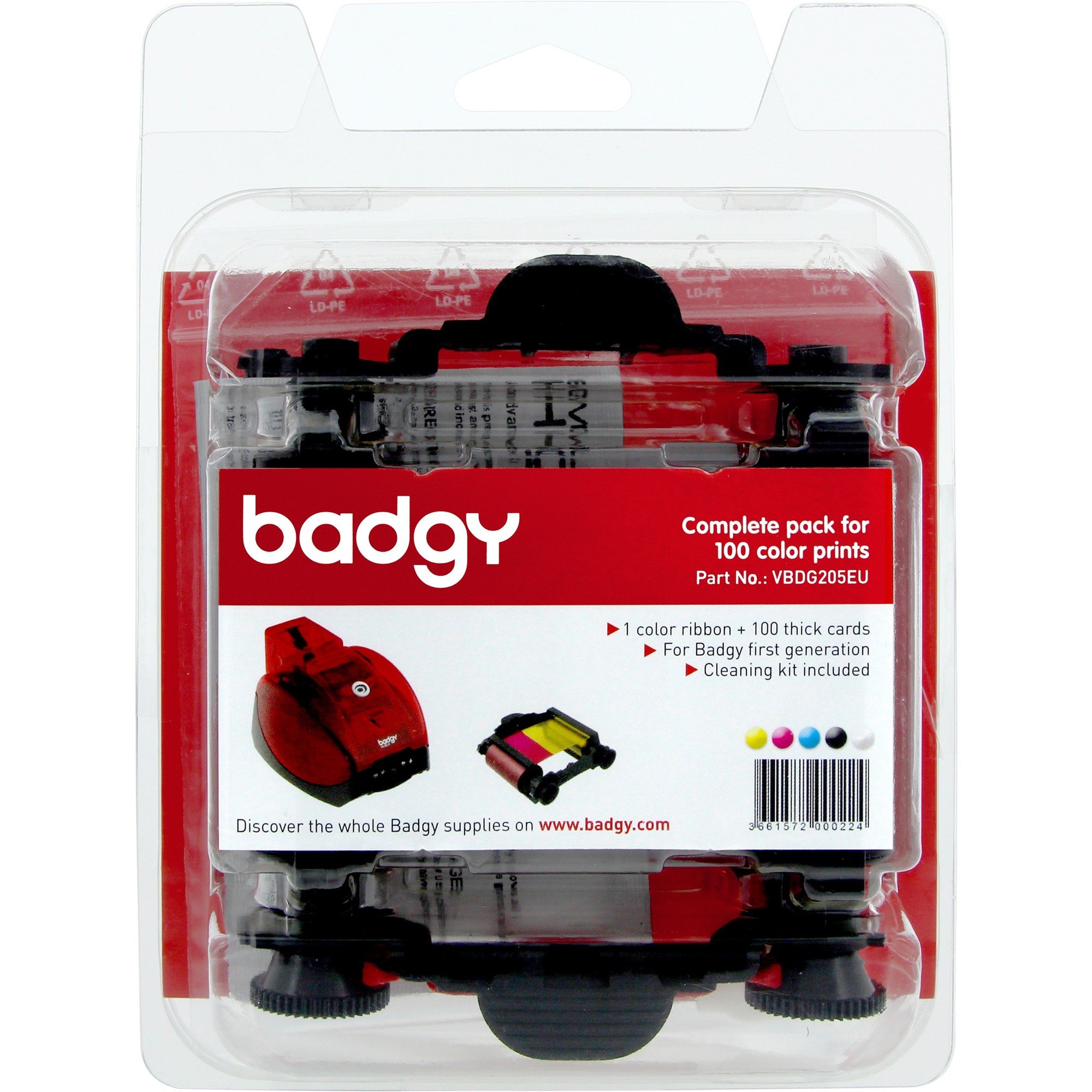 BADGY YMCKO リブクリーンキット カード100枚 0.76mm BADGY用｜global研究所