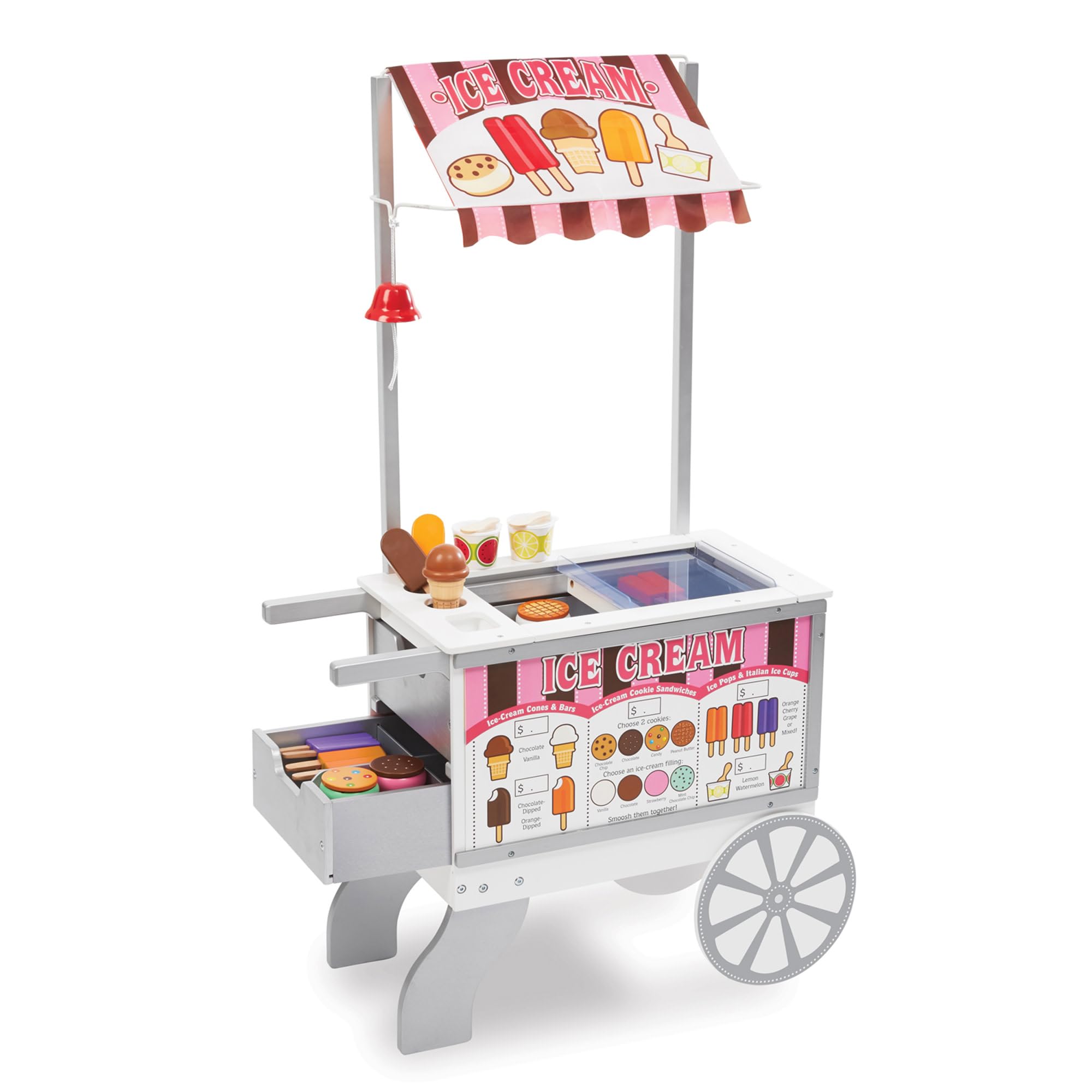 Melissa & Doug木製スナックand Sweets Foodカート ? 40 + Play Food PC、リバーシブルオーニング窓