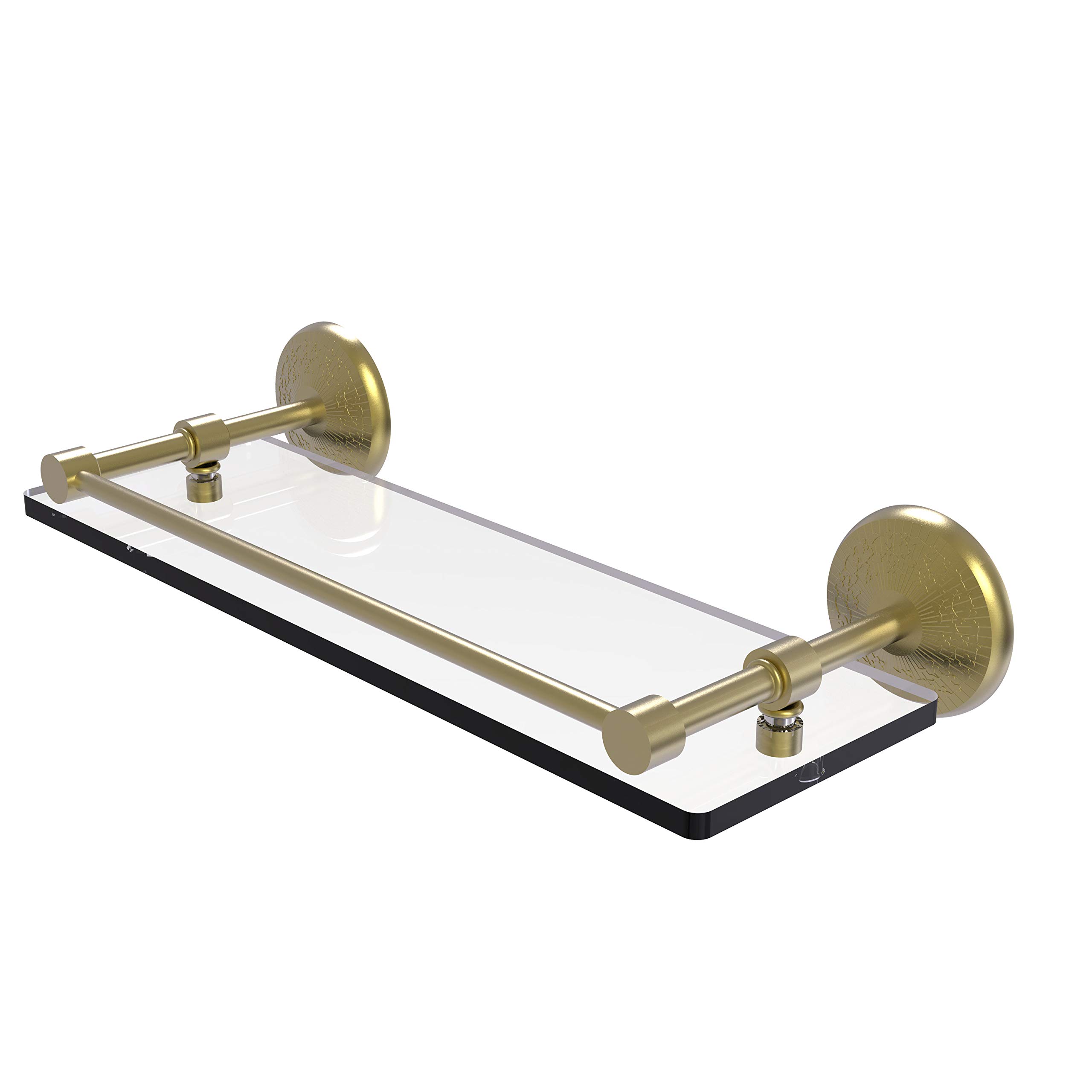 Allied Brass MC-1/16-GAL-SBR Monte Carlo 16 Inch Tempered Gallery Rail Glass Shelf Satin Brass