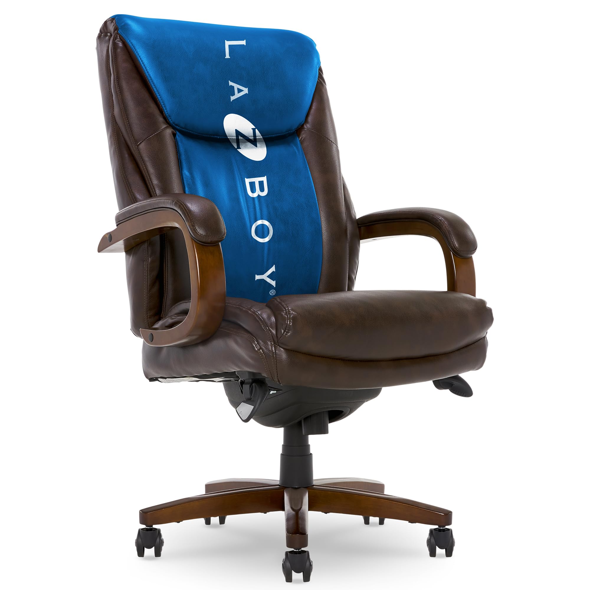 La-Z-Boy エドモントン ビッグ&トール エグゼクティブオフィスチェア コンフォートコアクッション付き 無垢材のアームとベース ウォーターフォールシートエッジ ボンデッドレザー ビッグ&トール ブラウン|global研究所