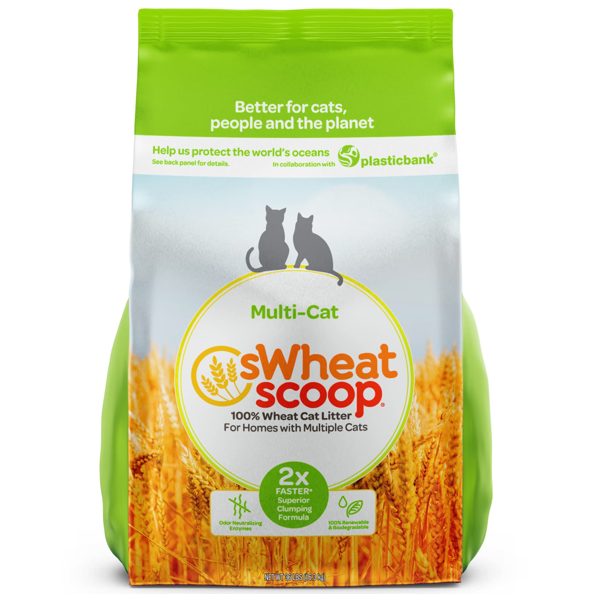 Swheat Scoop Unscented Natural Chimping Biodegradable Cat Multi Litter 36lbs｜global研究所