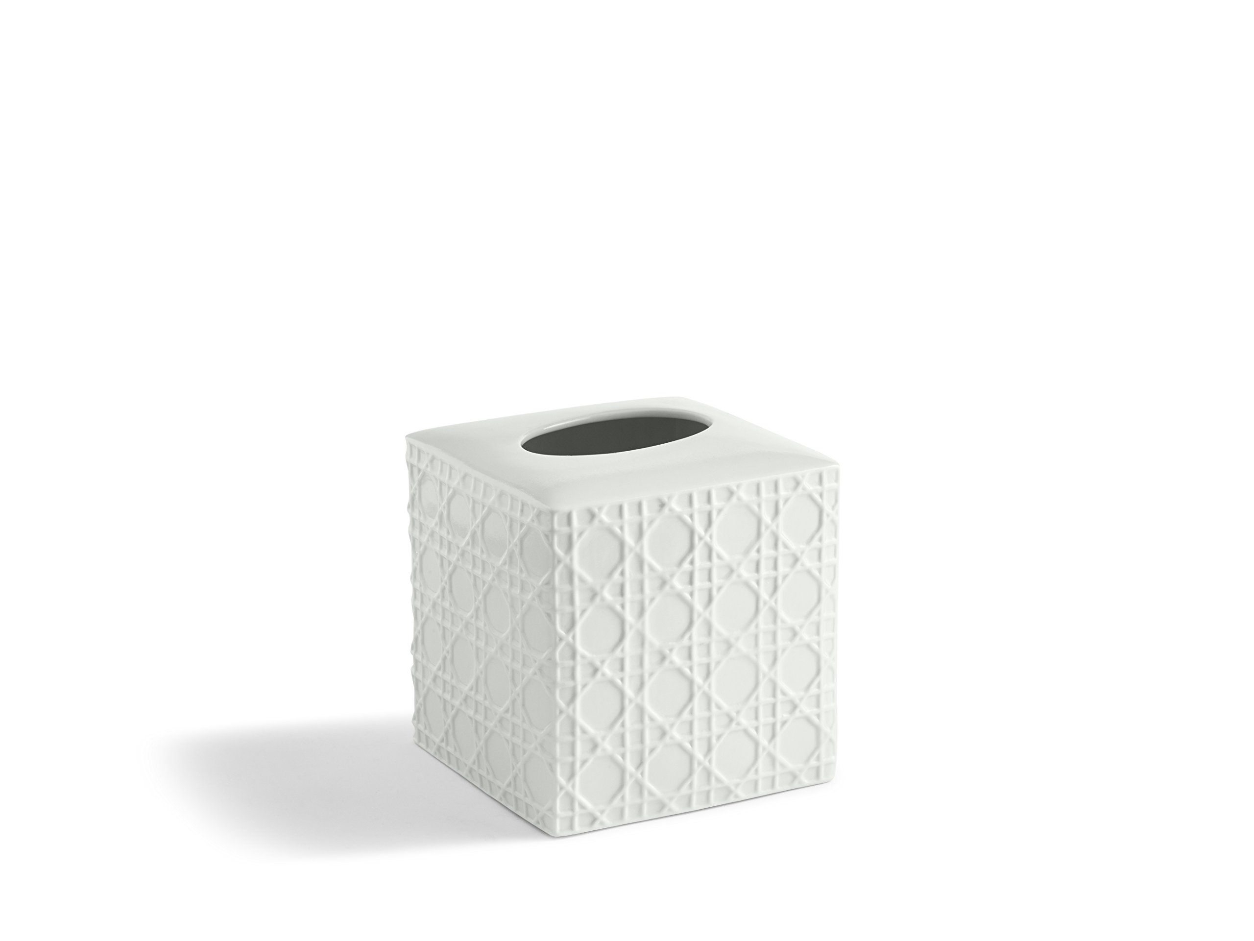 (Tissue Holder) - Kassatex Rattan  White  Tissue Holder