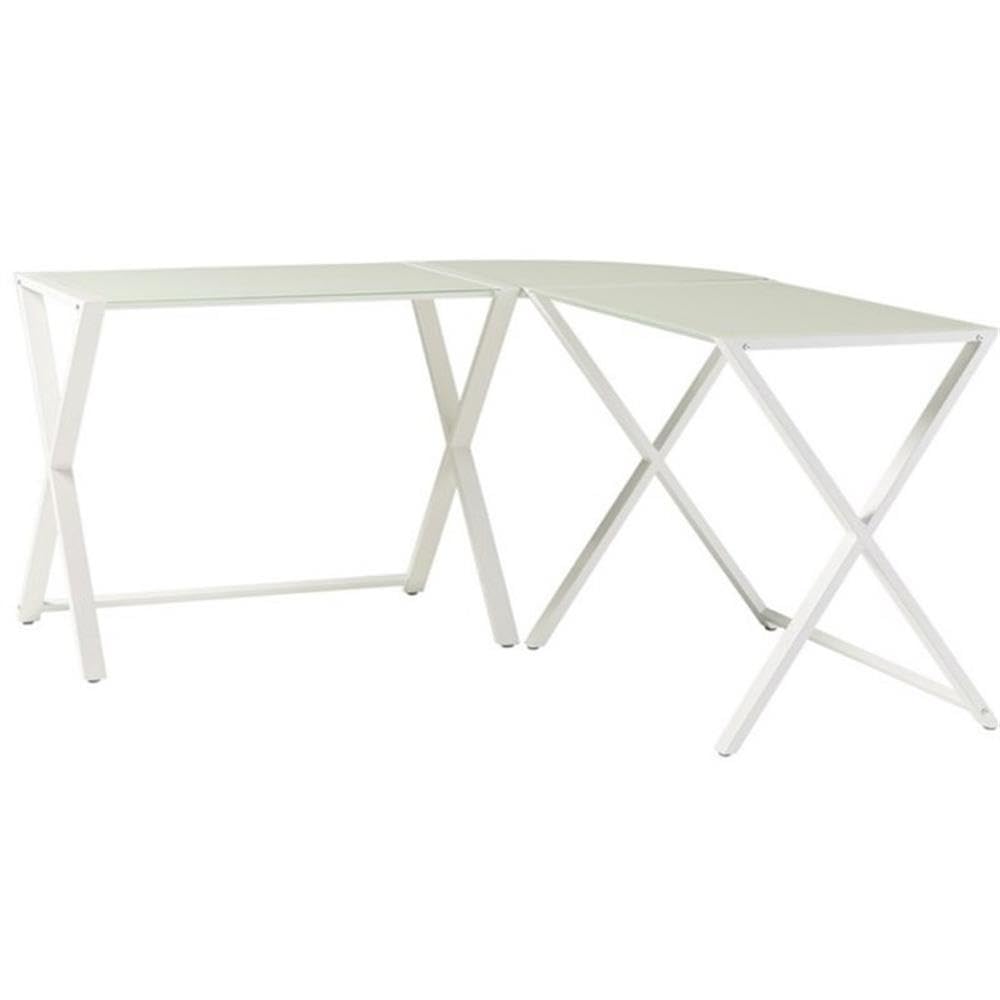 Modern Corner L Shaped Glass Computer Writing Gaming Gamer Command Center Workstation Desk Home Office 51 Inch White｜global研究所