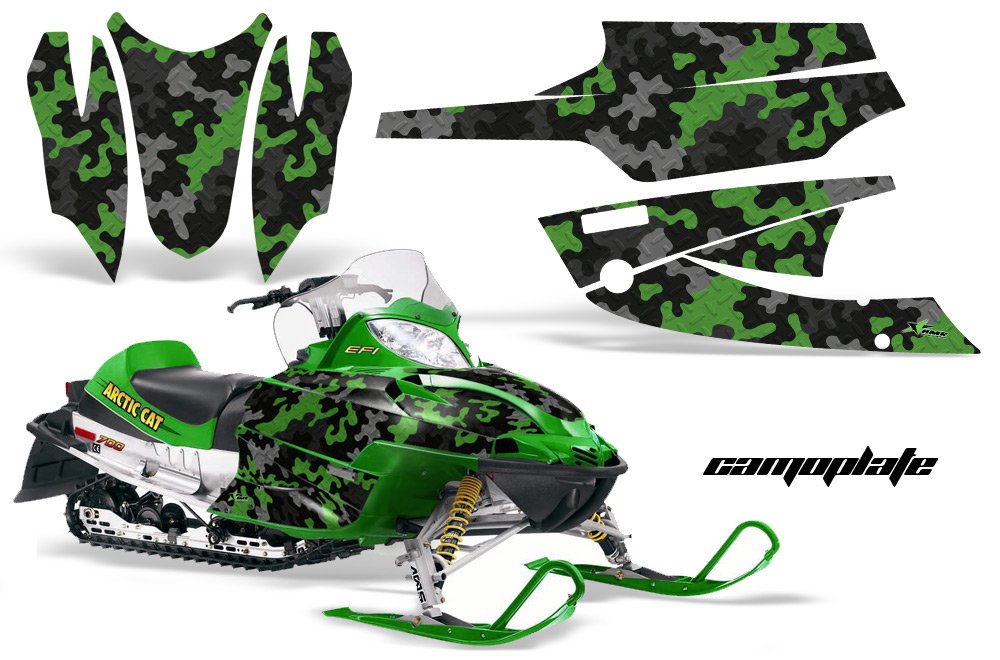 AMR Racing スノーモービルグラフィックキット ステッカー デカール Arctic Cat Firecat 2003-2006対応 迷彩グリーン