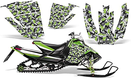 AMR Racing スノーモービルグラフィックキット ステッカー デカール Arctic Cat Pro Race 500/600 2008-2011相応う アーバンカモグリーン PCサプライ・消耗品-パソコン・周辺機器