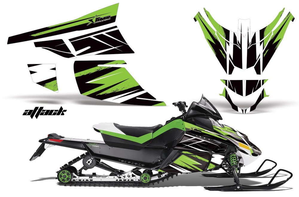 AMR Racing スノーモービルグラフィックキット ステッカー デカール Arctic Cat Z1 Turbo 2006-2012相応う - 殴り込み緑であること