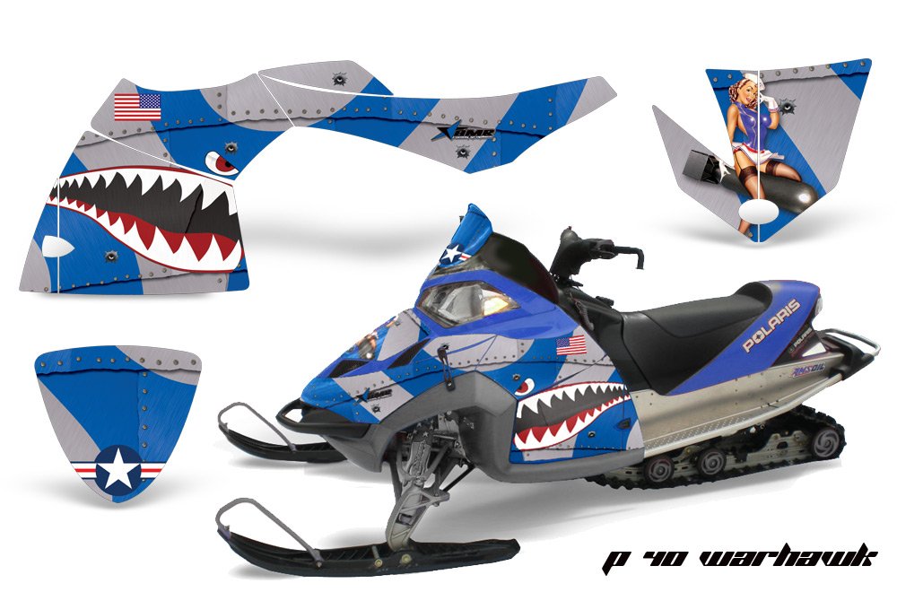 2005 ? 2007ポラリスFusion AMRRACINGグラフィックスデカールキット ? Warhawk ? ブルー|global研究所
