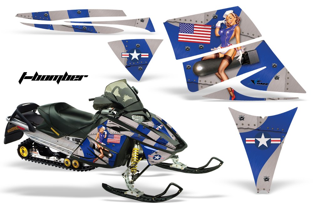 AMR Racing スノーモービルグラフィックキット ステッカー デカール Ski-Doo Rev 2004-2012対応 - T-Bomber ブルー