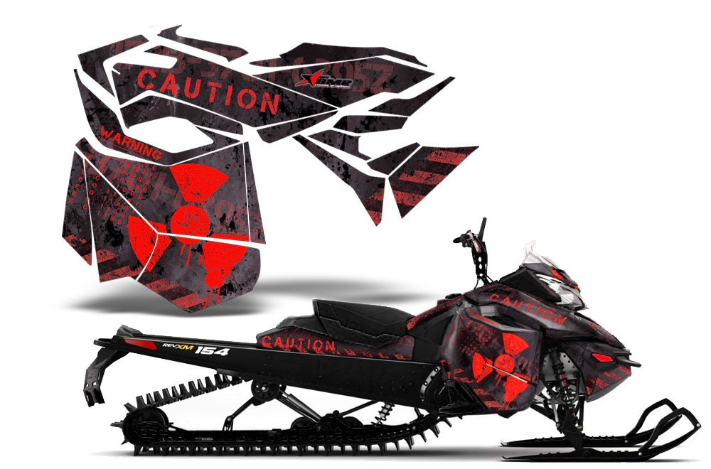 AMR Racing スノーモービルグラフィックキット ステッカー デカール Ski-Doo Rev XM Summit 2013-2016対応 - Meltdown - レッドブラック|global研究所
