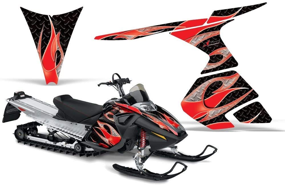 AMR Racing スノーモービルグラフィックキット ステッカー デカール Ski-Doo RT 2005-2009対応 トライバルフレーム レッド ブラック