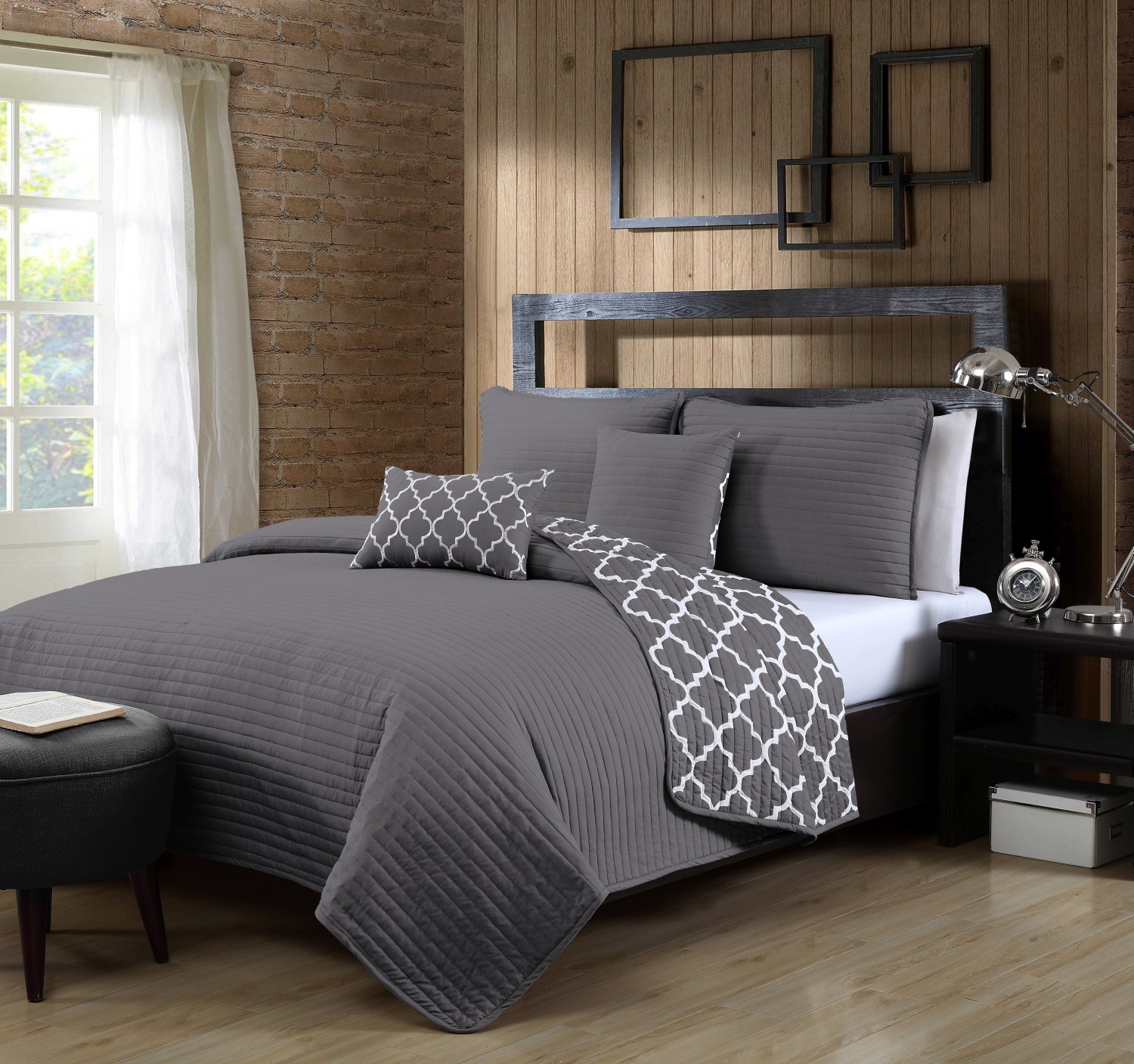 Geneva Home Fashion Avondale Manor グリフィンキルト5点セット クイーン グレー (GRF-5QT-QUEN-GH-GY)|global研究所