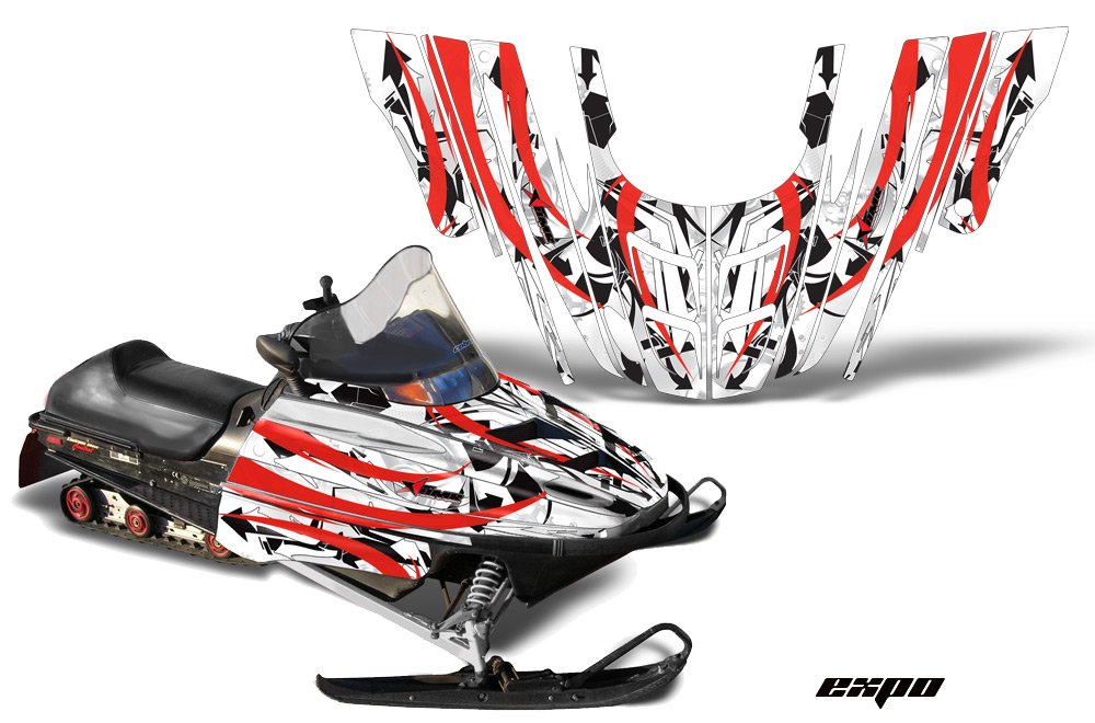 AMR Racing スノーモービルグラフィックキット ステッカー デカール ポラリス 700XC  800XCR  600 RMK 1999-2003 - Expo Red White