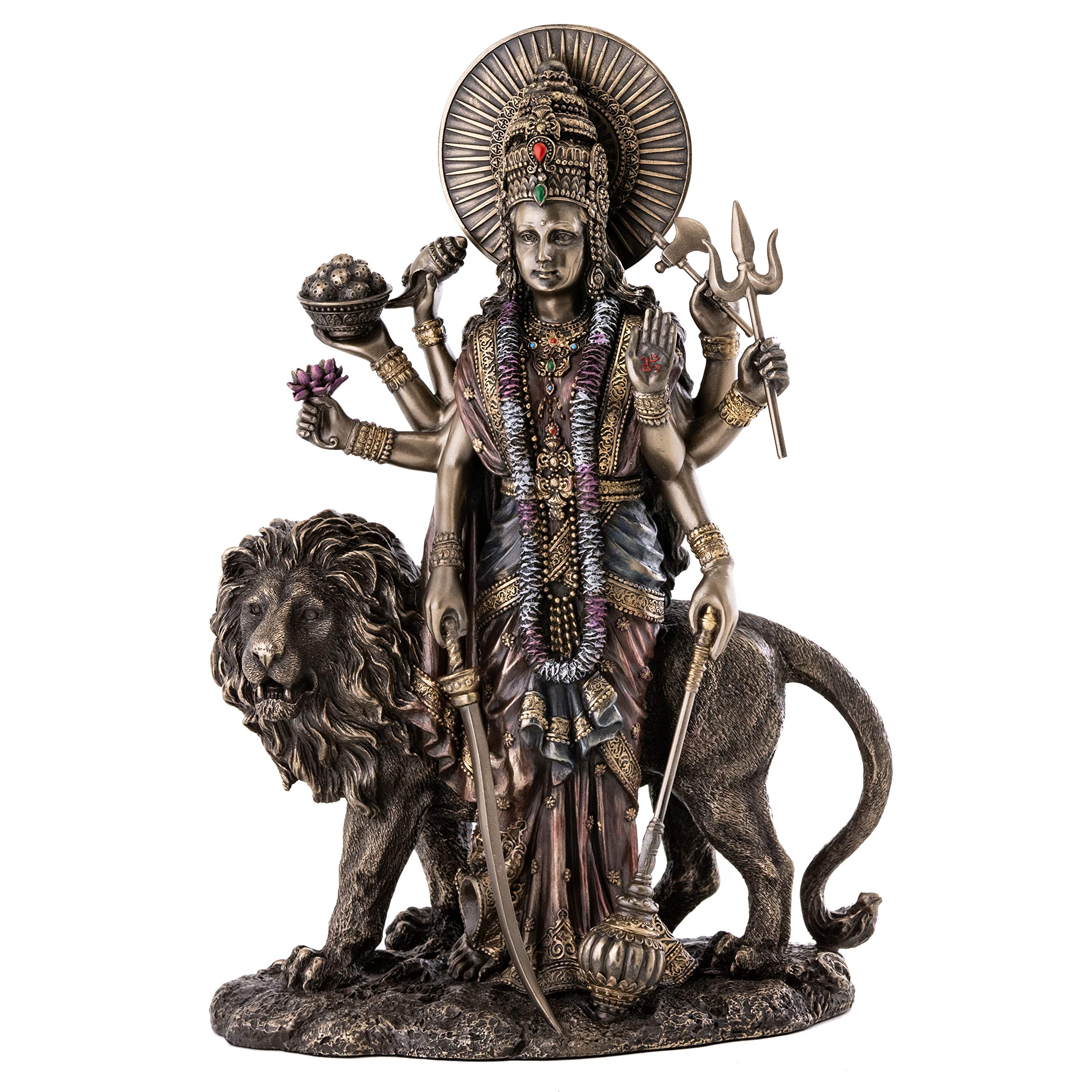 Top Collection Durga レディース ヒンドゥー教像 百獣の王付き添い人 - 全ての存在の母 吉祥天の刻みつける - 寄せあつめるありがた味のある東アジア 新現代世界の図形 (コールドキャストブロンズ)