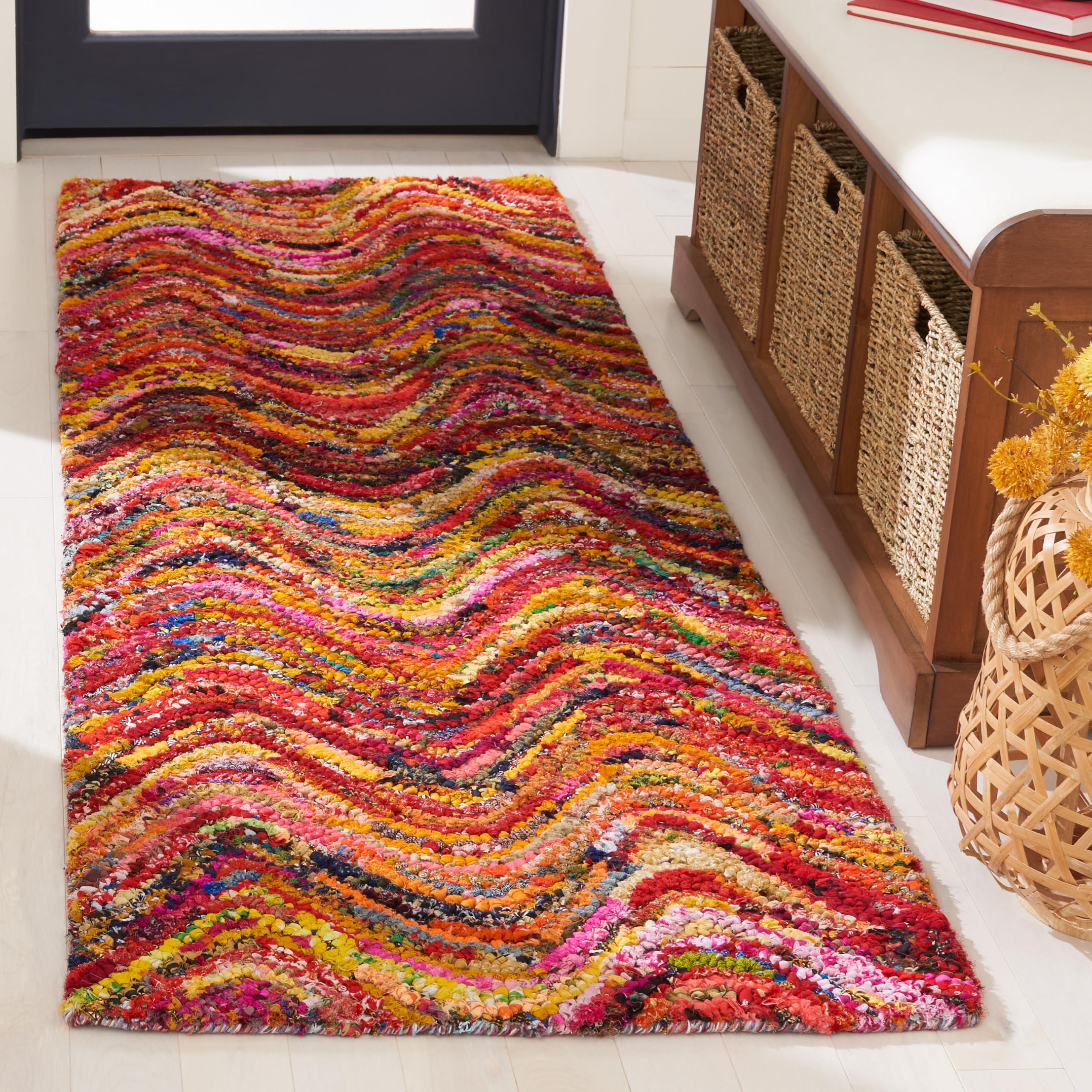 Safavieh Nantucket Collection NAN511A Handmade Abstract Multicolored Cotton Runner Rug (23 x 12)