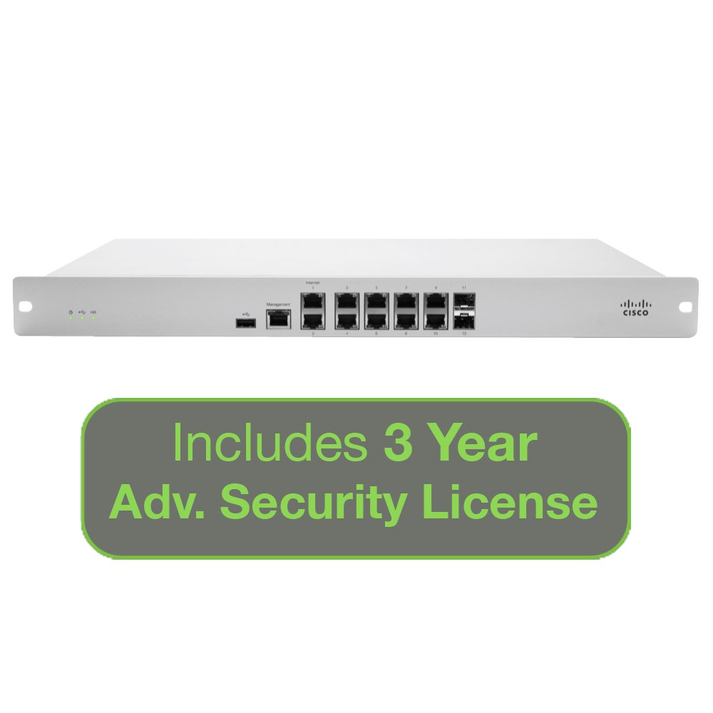 Cisco Meraki MX84 Advanced Security Bundle 500Mbps FW 10xGbE & 2xGbE SFP Ports with 3 Year Advanced Security License by Meraki｜global研究所
