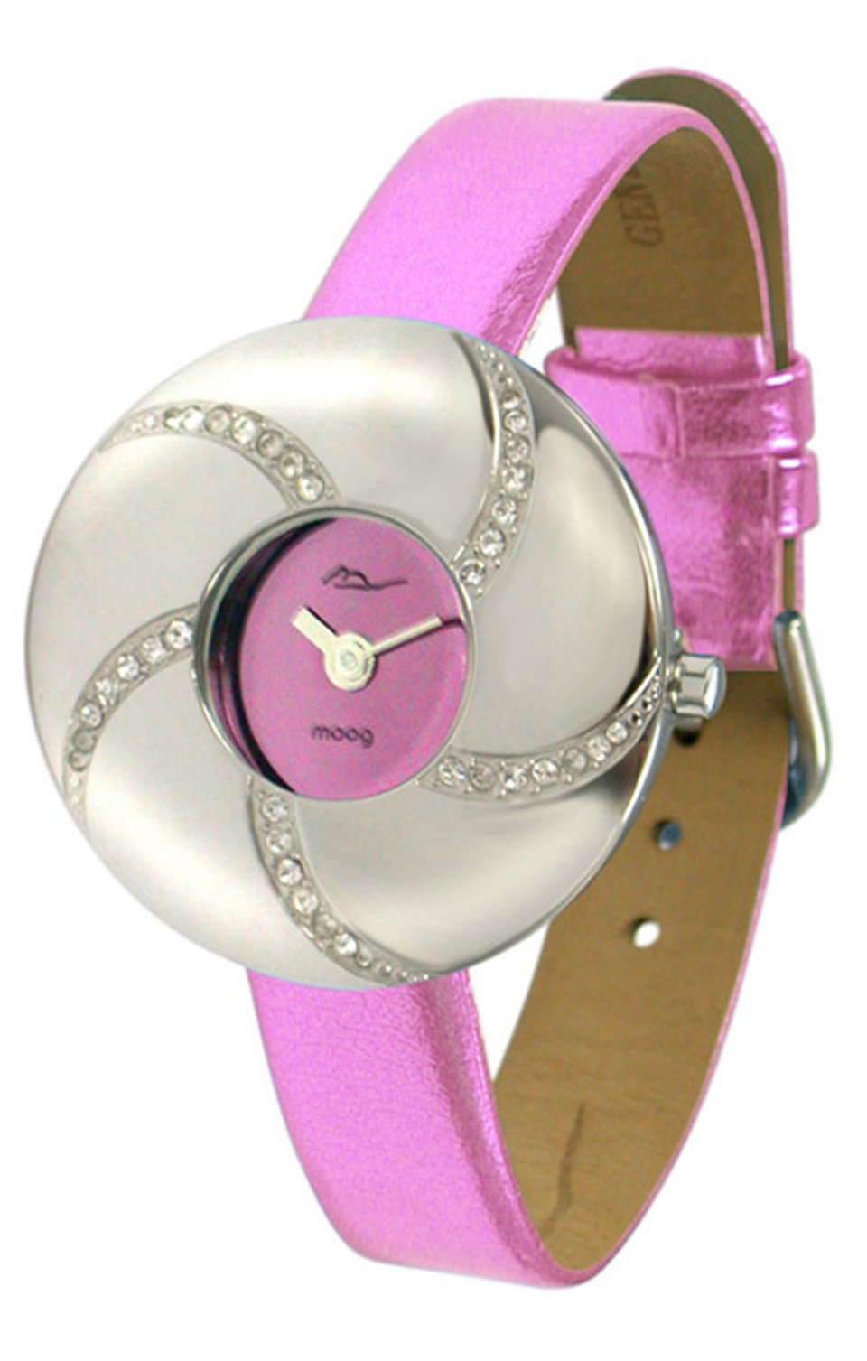 Moogパリ ? Hypnotyse ? Women 's Watch withピンクダイヤル、ピンクストラップin Genuine Calfレザー ? - Made in France ? m44312 ? 006