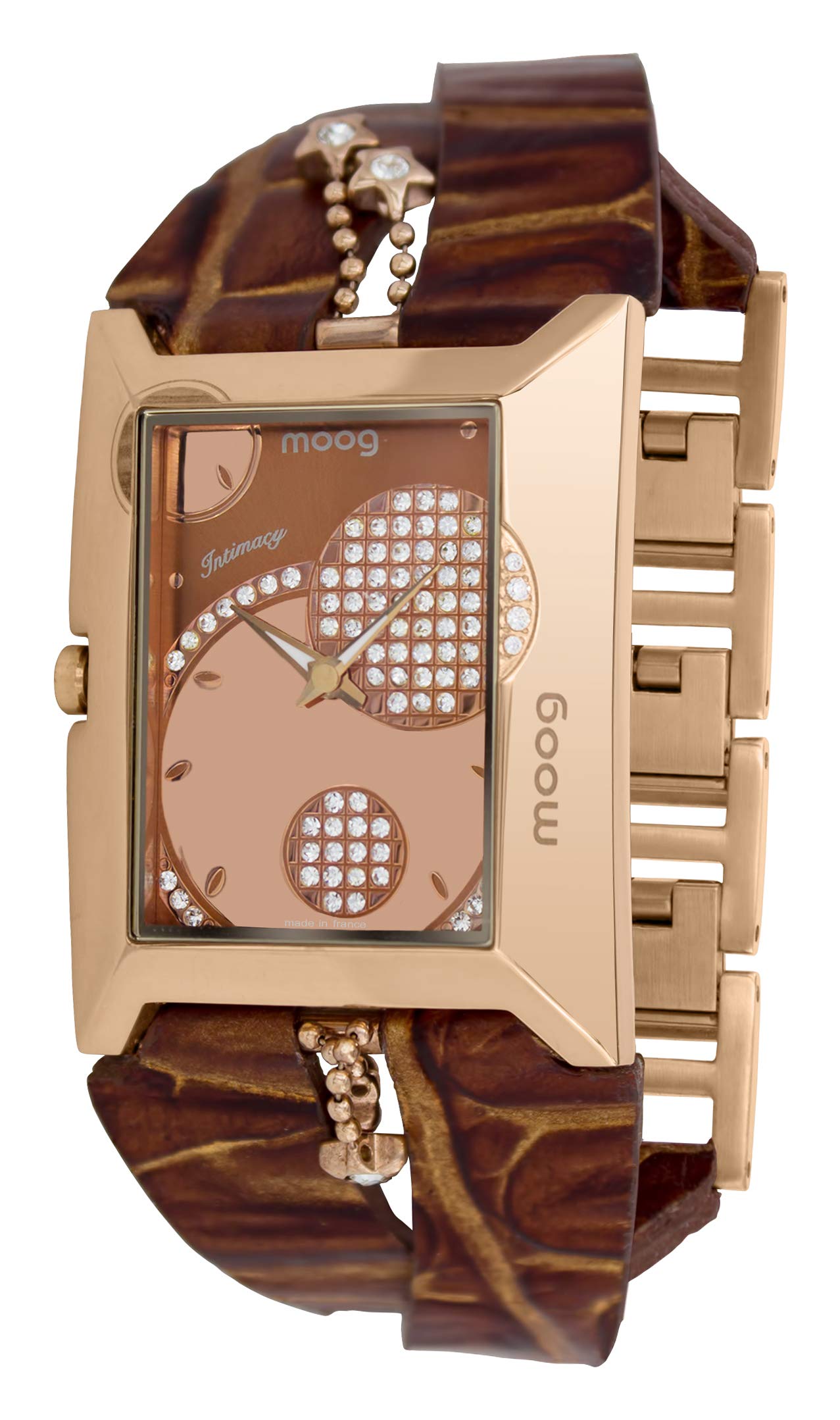 Moogパリ ? Intimacy ? レディースウォッチブラウンダイヤルでストラップ、ブラウンGenuine Calfレザー、Made in France ? m44952 ? 005|global研究所