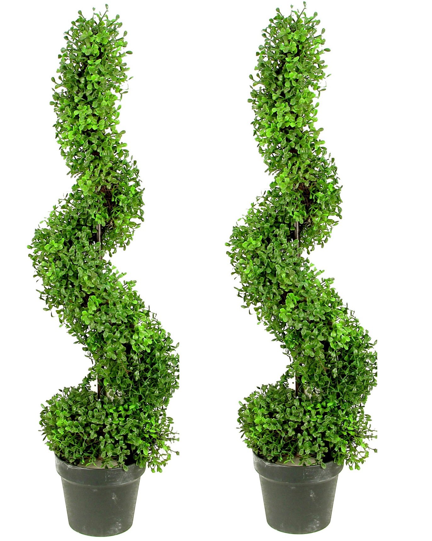 Admired by Nature 0.6m x 0.9m Aritificial Boxwood Leave Spiral Topiary Plant Tree インチ Plastic Pot  Green/Two-Tone