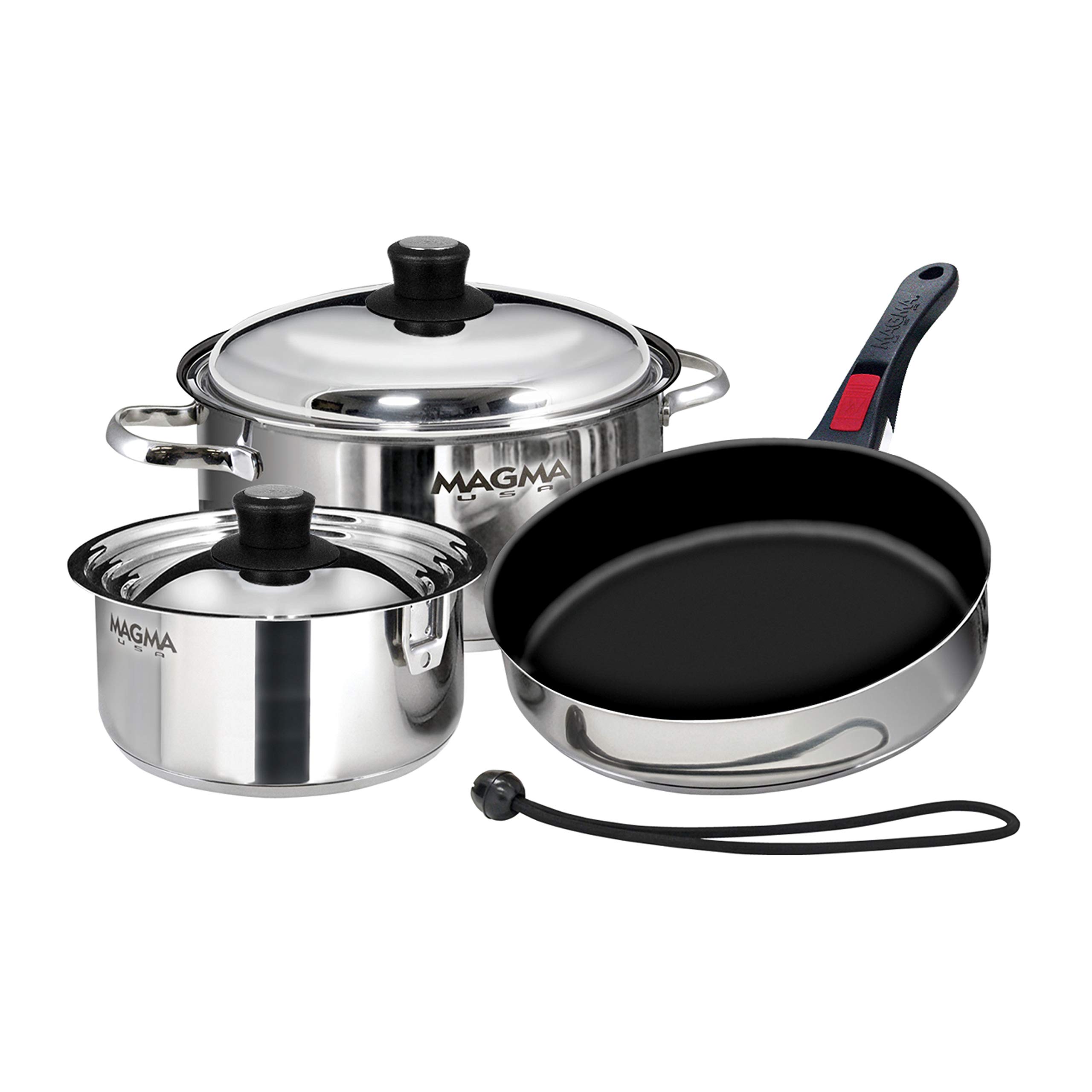 Magma Products A10-363-2-IND Gourmet Nesting 7-Piece Stainless Steel Induction Cookware Set with Ceramica Non-Stick