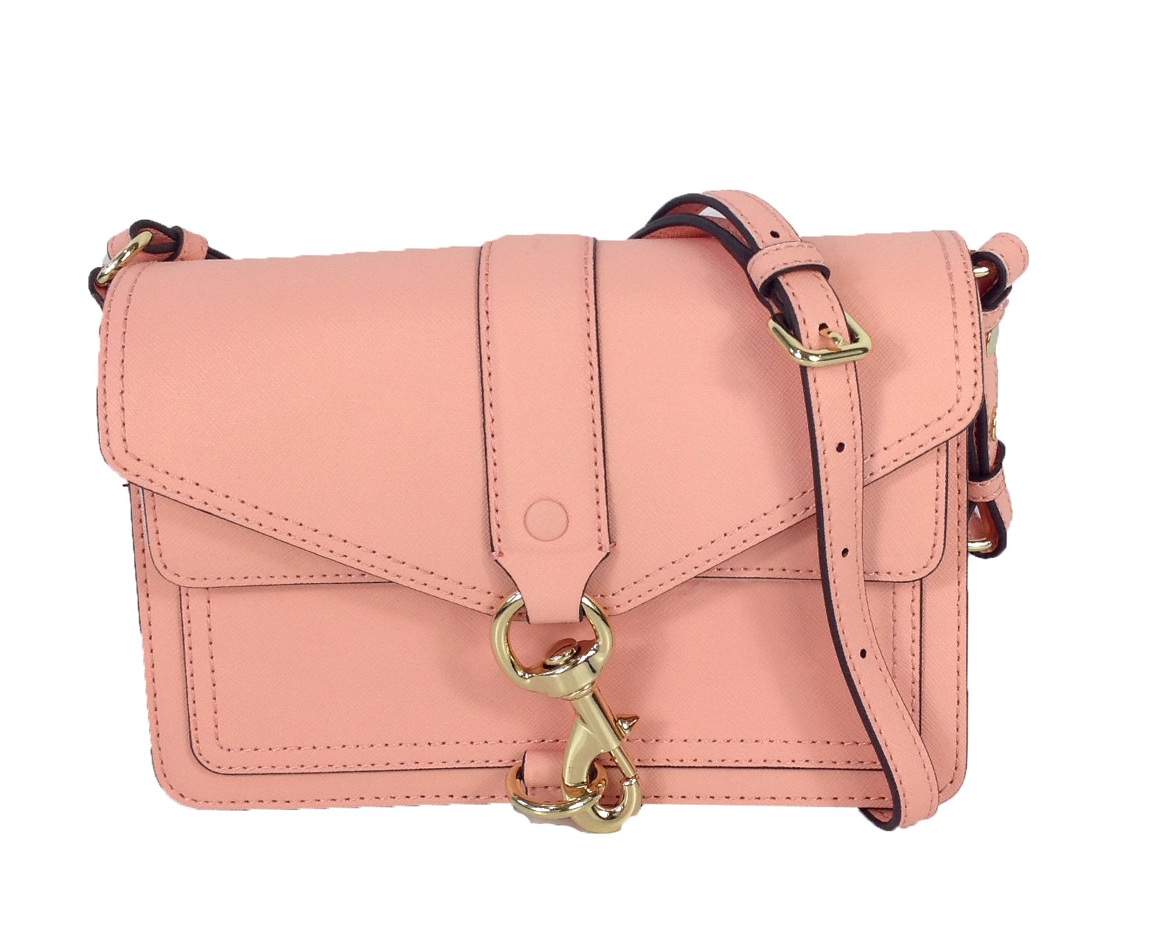 Rebecca Minkoff Hudson Moto サフィアーノ なめし革 クロスボディバッグ うす暗い桃