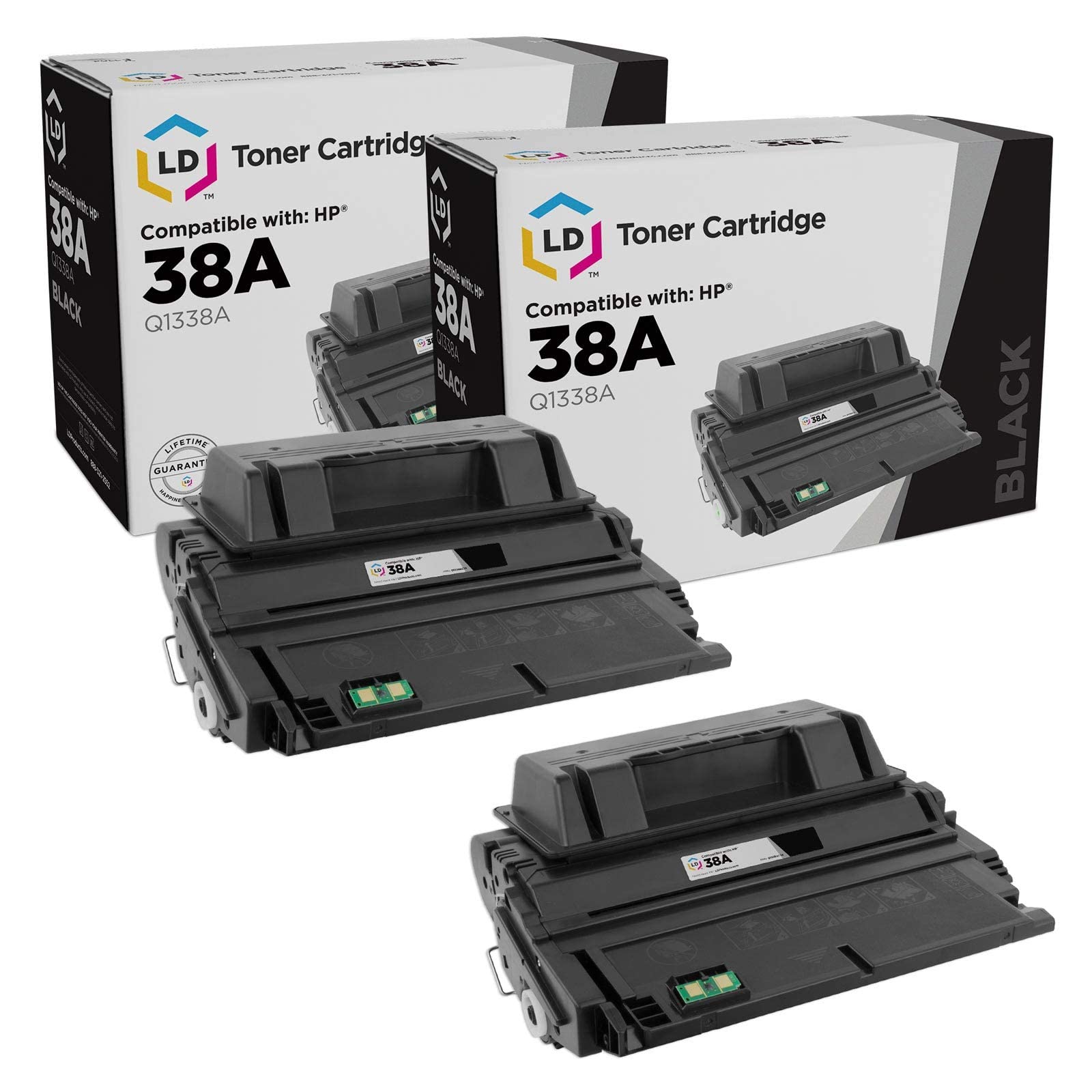 LD互換Replacements HP 38 A / q1338 aのセット2ブラックトナーカートリッジfor use in LaserJet 4200 4200dtn、4200dtns、4200dtnsl、4200 N、4200tn