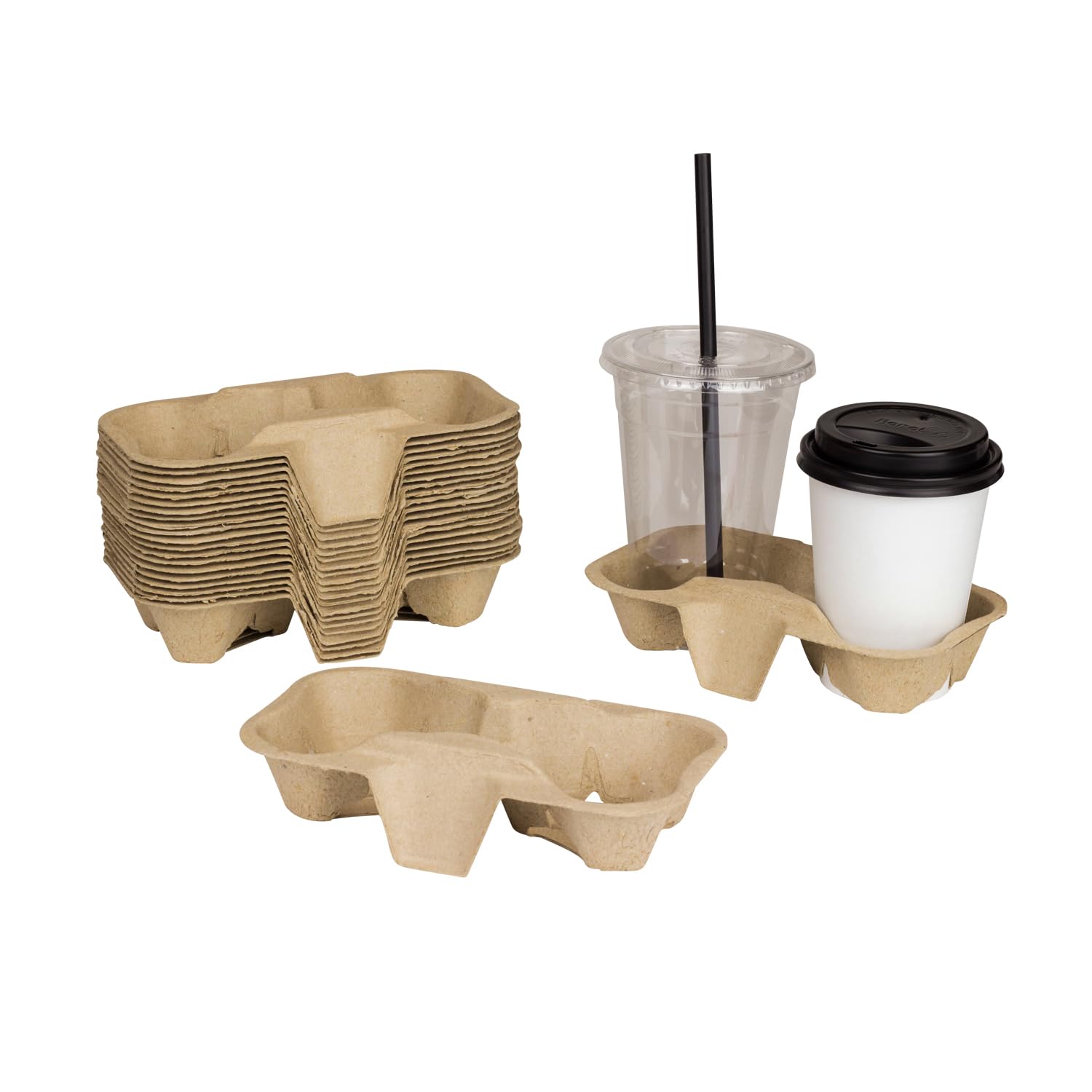 Karat C5001 Molded Fiber 2 Cup Holder for 8oz to 24 oz Cups (Pack of 600)｜global研究所