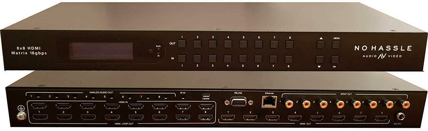 No Hassle AV 8x8 HDMI 4K マトリックススイッチャー HDCP2.2 HDTV ルーティングセレクター SPDIF オーディオ クレストロン CONTROL4 SAVANT ホームオートメーション|global研究所