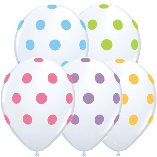 Big Polka Dots Assorted Colors on White Reverse Assortmentのカウント25ラテックスパーティー装飾バルーン｜global研究所 16,187円