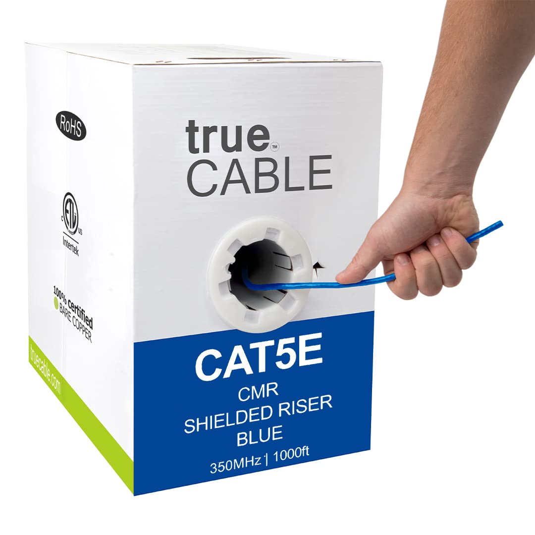 trueCABLE Cat5e シールドライザー (CMR) 1000フィート ブルー 24AWG ソリッドベア銅 350MHz ETL規格 全体ホイルシールド (FTP) バルクイーサネットケーブル 44,501円