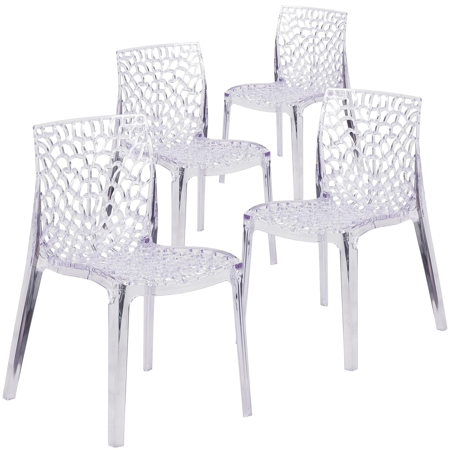 Flash Furniture 4 Pk. Vision Series Transparent Stacking Side Chair｜global研究所