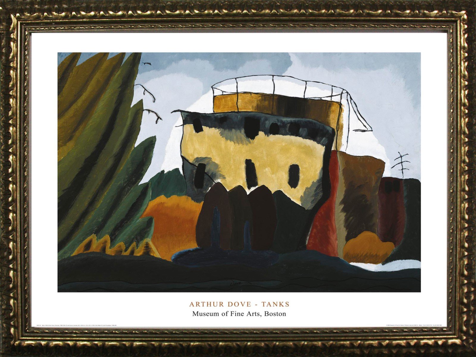 フレーム入りタンク、1938年 アーサー・G・ハト 24x32 アートプリントポスター 有名な絵画 抽象的デザインと形 鈍い色 ボストンコレクション｜global研究所