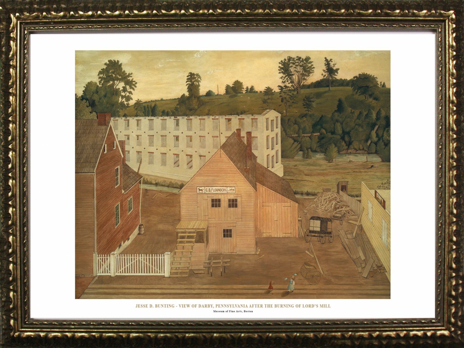 フレーム付きのビューBarby Pennsylvania After the Burning of Lord 'sミルby Jesse D。Bunding 24 X 36アートプリントポスター有名なペイントLandscape Old Town ConstructionからMFAボストンコレクション|global研究所