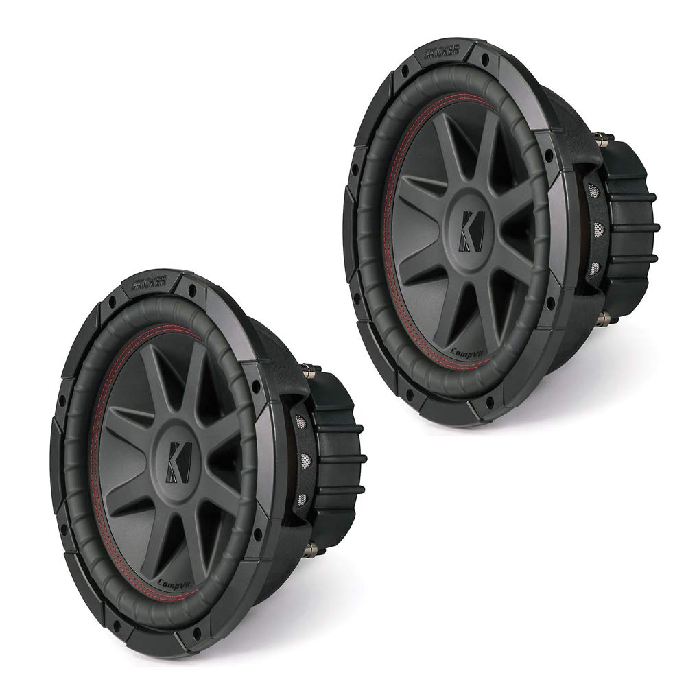 Kicker 43CVR102 CompVR 10 Inch 1400 Watts 2 Ohm Dual Voice Coil Car Audio Subwoofer with Polypropylene Cone and 360 Degree Back Bracing Pair