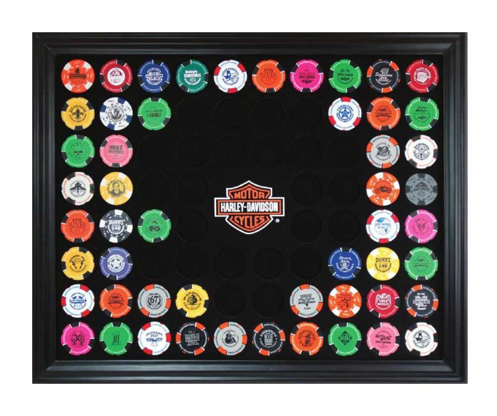 ハーレーダビッドソンBar & Shieldチップコレクターのフレーム、Holds 76 Poker Chips 6976