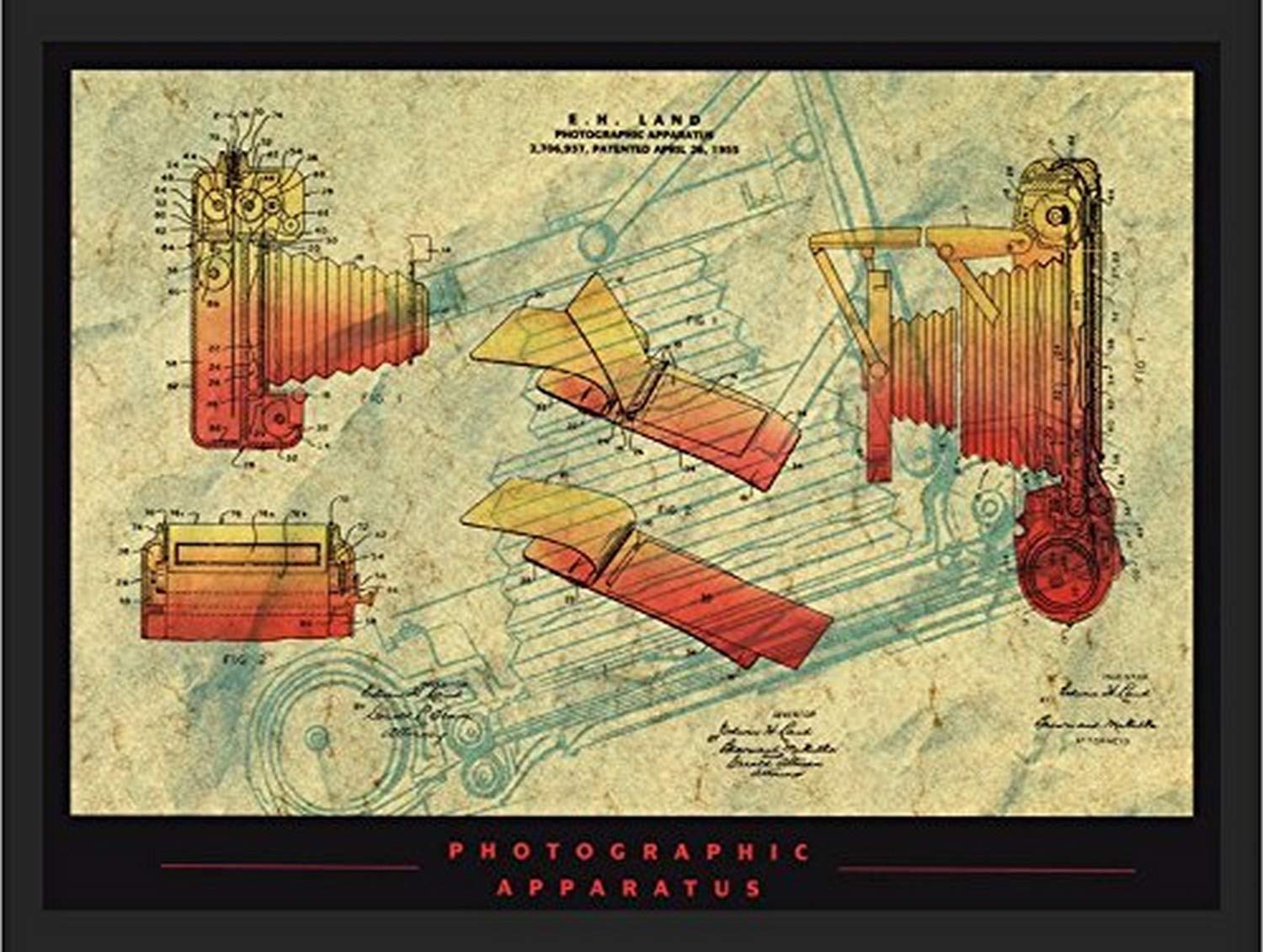 Framed Photographic Apparatus 36 x 24アートプリントポスターPhotographic Apparatusカメラ特許設計図面機械設計と寸法Inventor e.h. Land 42,608円