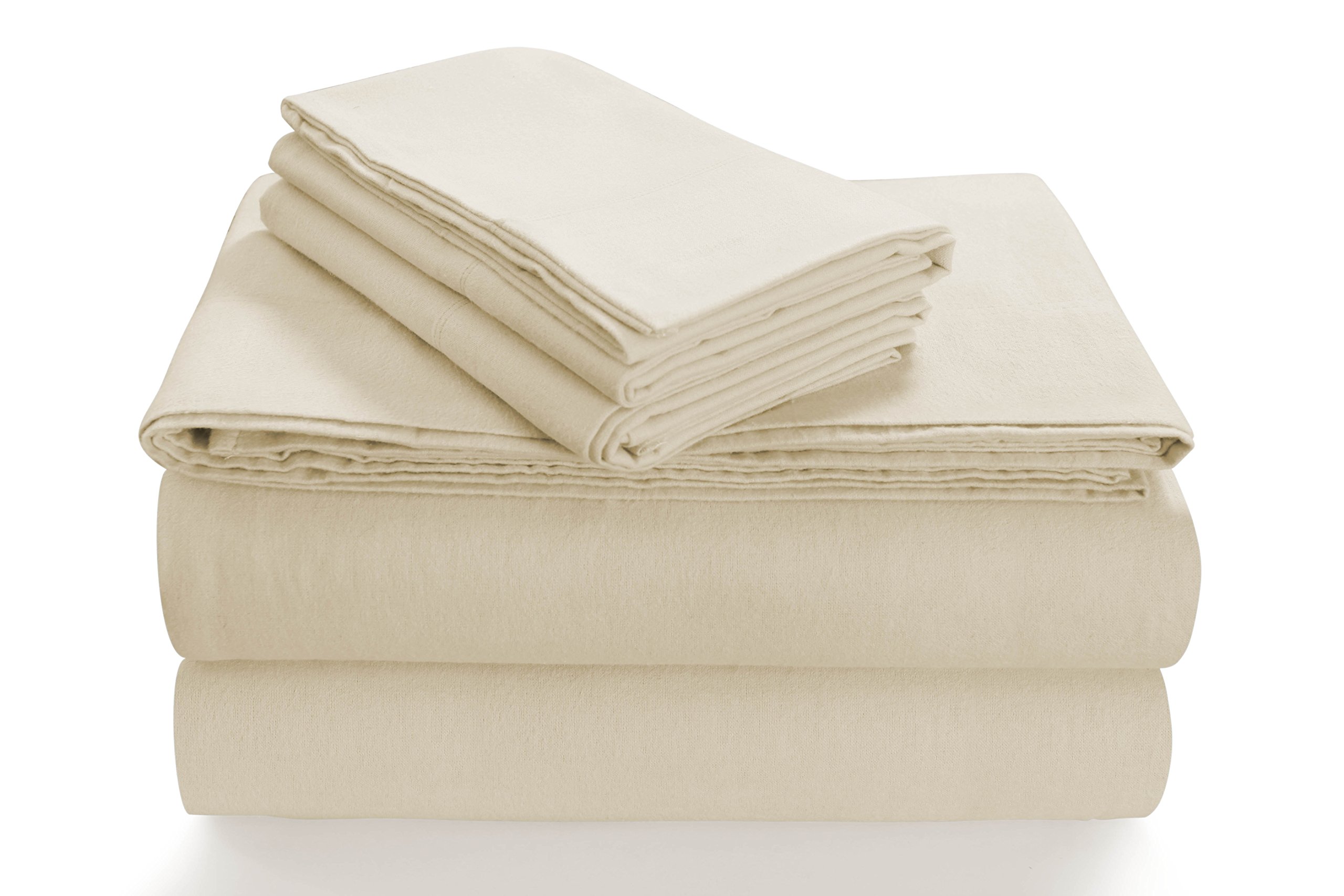 Tribeca Living Oslo 5オンス フランネルプリント エクストラディープポケットシーツセット Queen Sheet Set オフホワイト SOLFL170SSQUIV