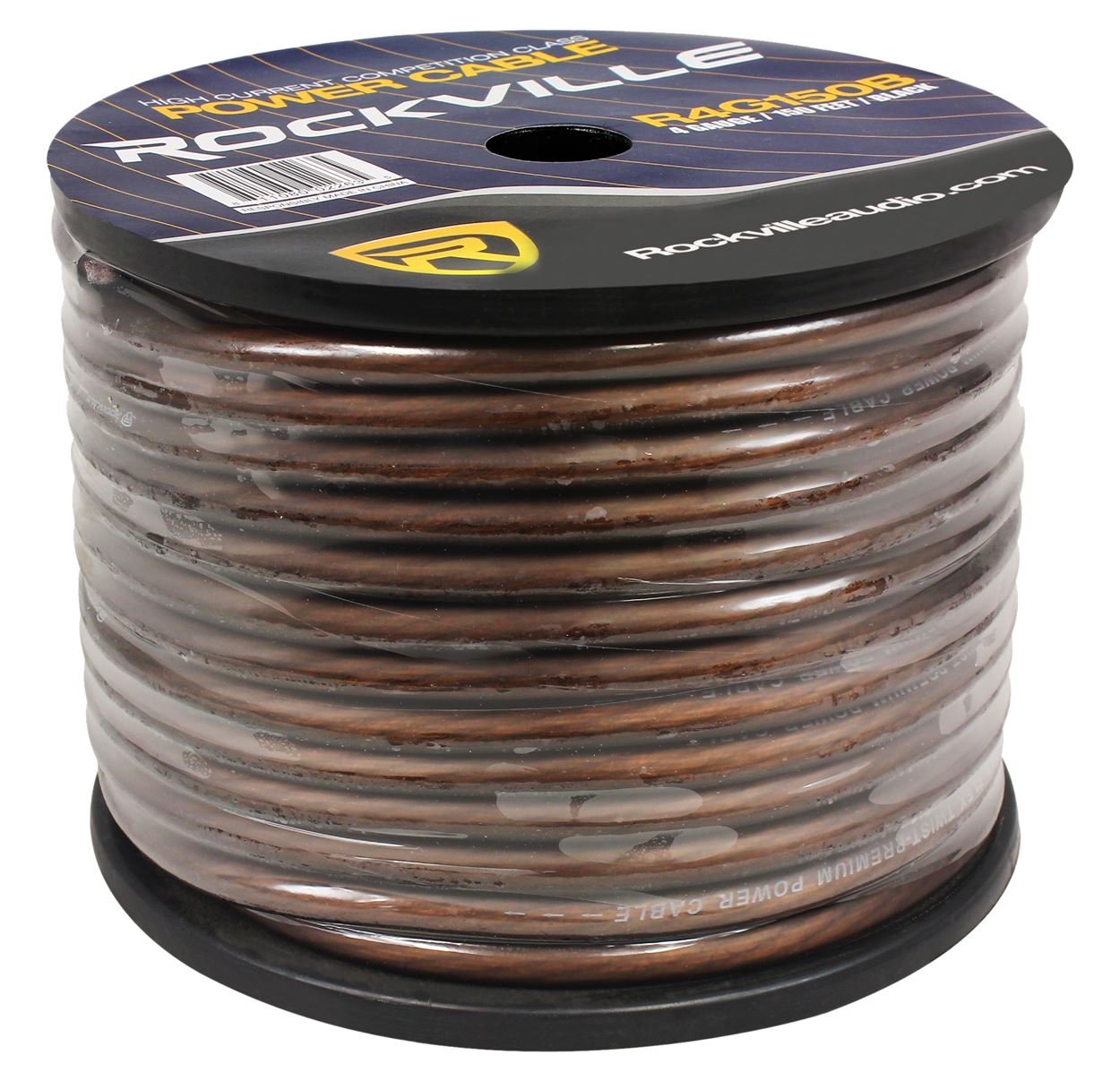 Rockville R4G150B 4 AWG ゲージ 150フィート ブラック カーアンプ パワーまたはアースワイヤスプール｜global研究所