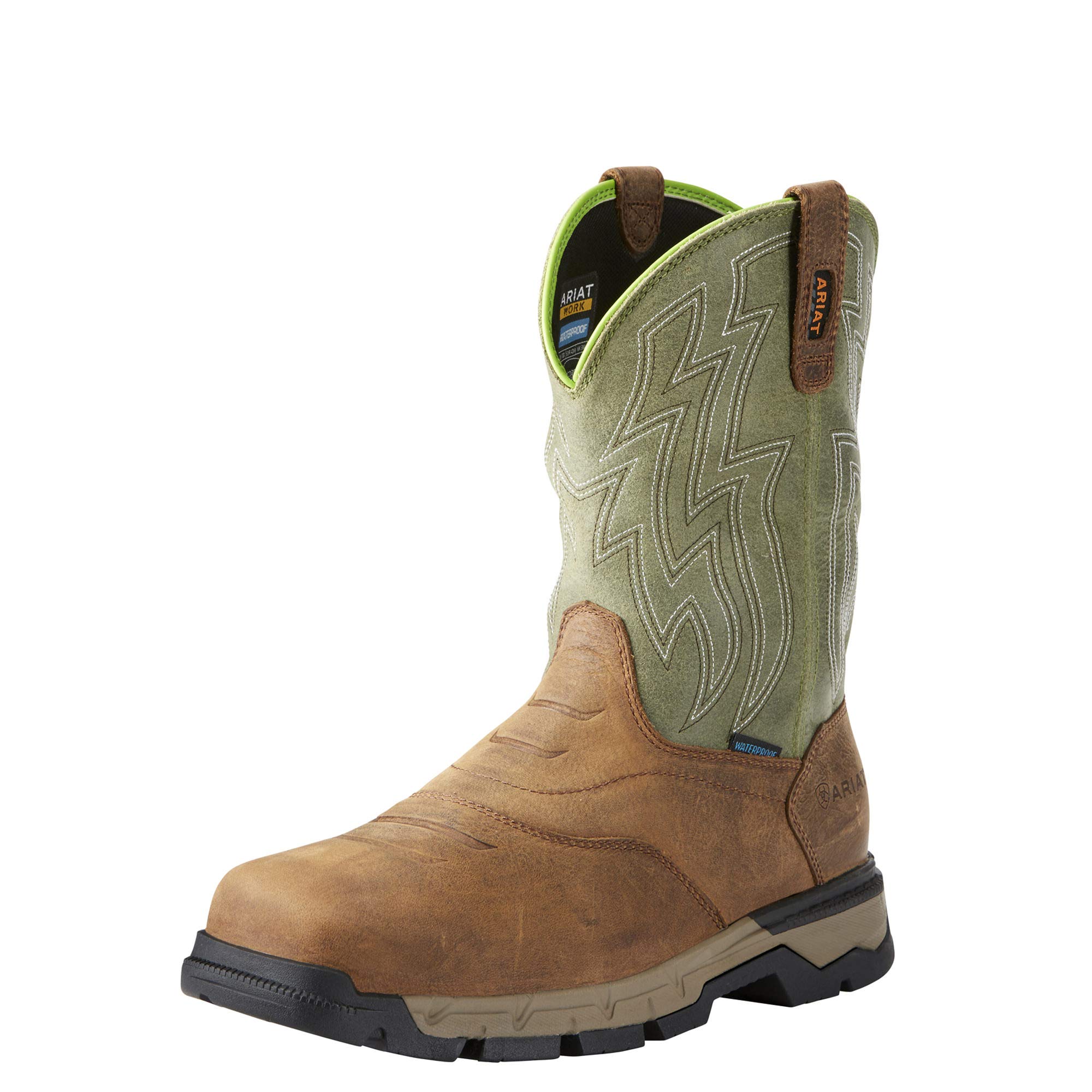 ARIAT メンズ Rebar Flex ウエスタン防水ワークブーツ ライブラウン/オリーブグリーン 7.5 Wide